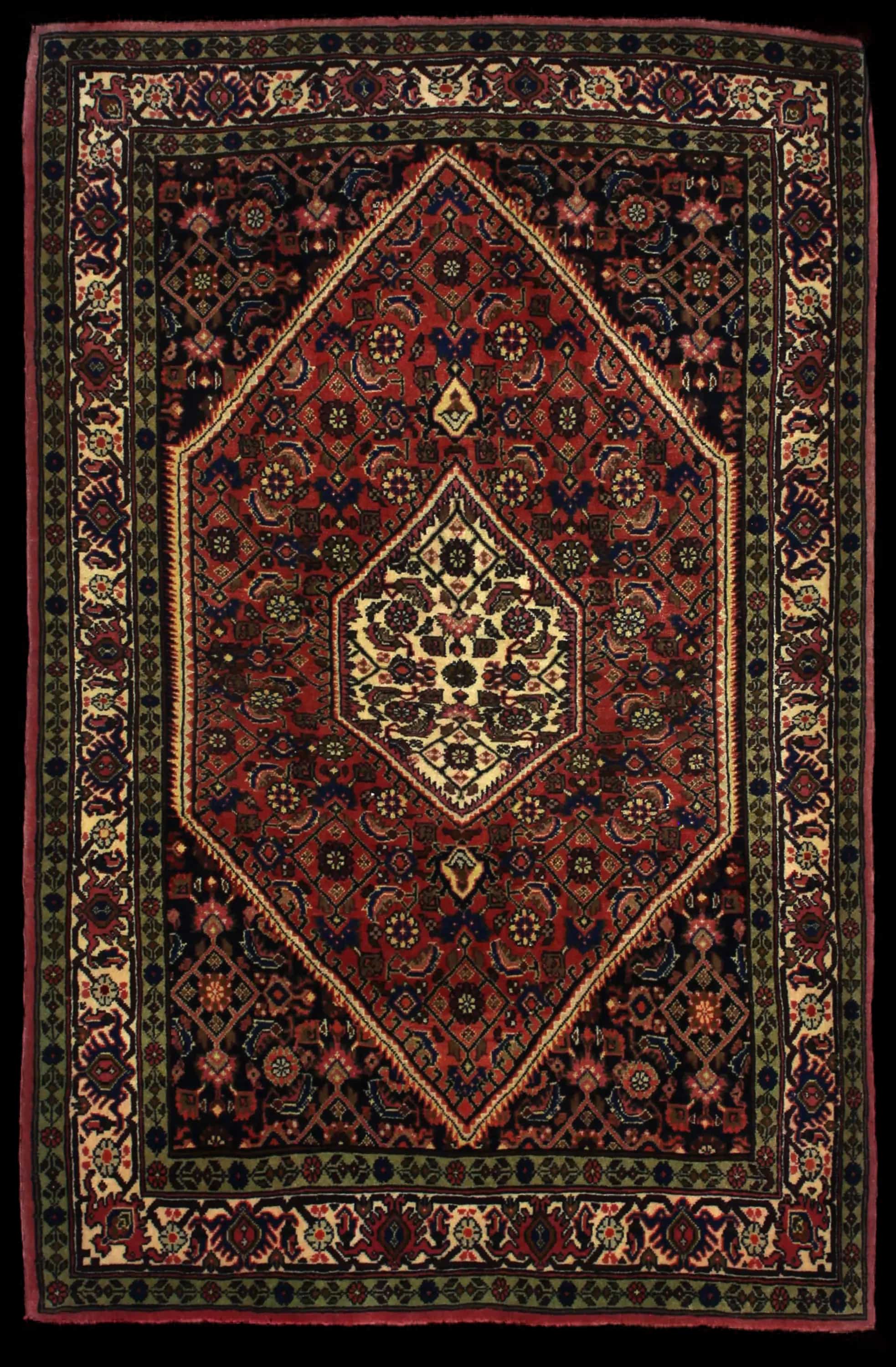 Handmade Persian rug in dimensions 172 centimeters length by 112 centimeters width with mainly Blue and Pink colors