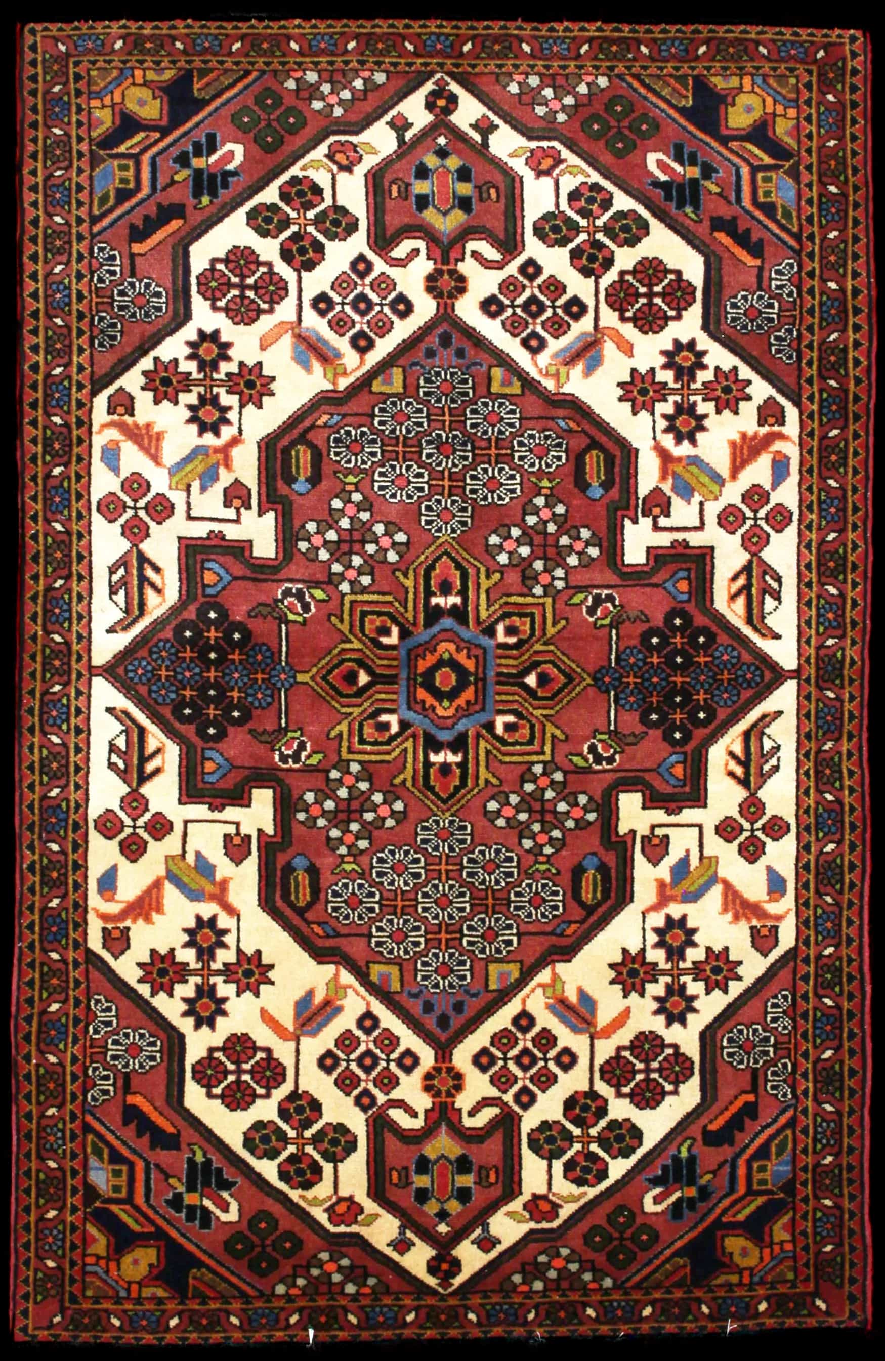 Handmade Persian rug in dimensions 157 centimeters length by 100 centimeters width with mainly Beige and Brown colors