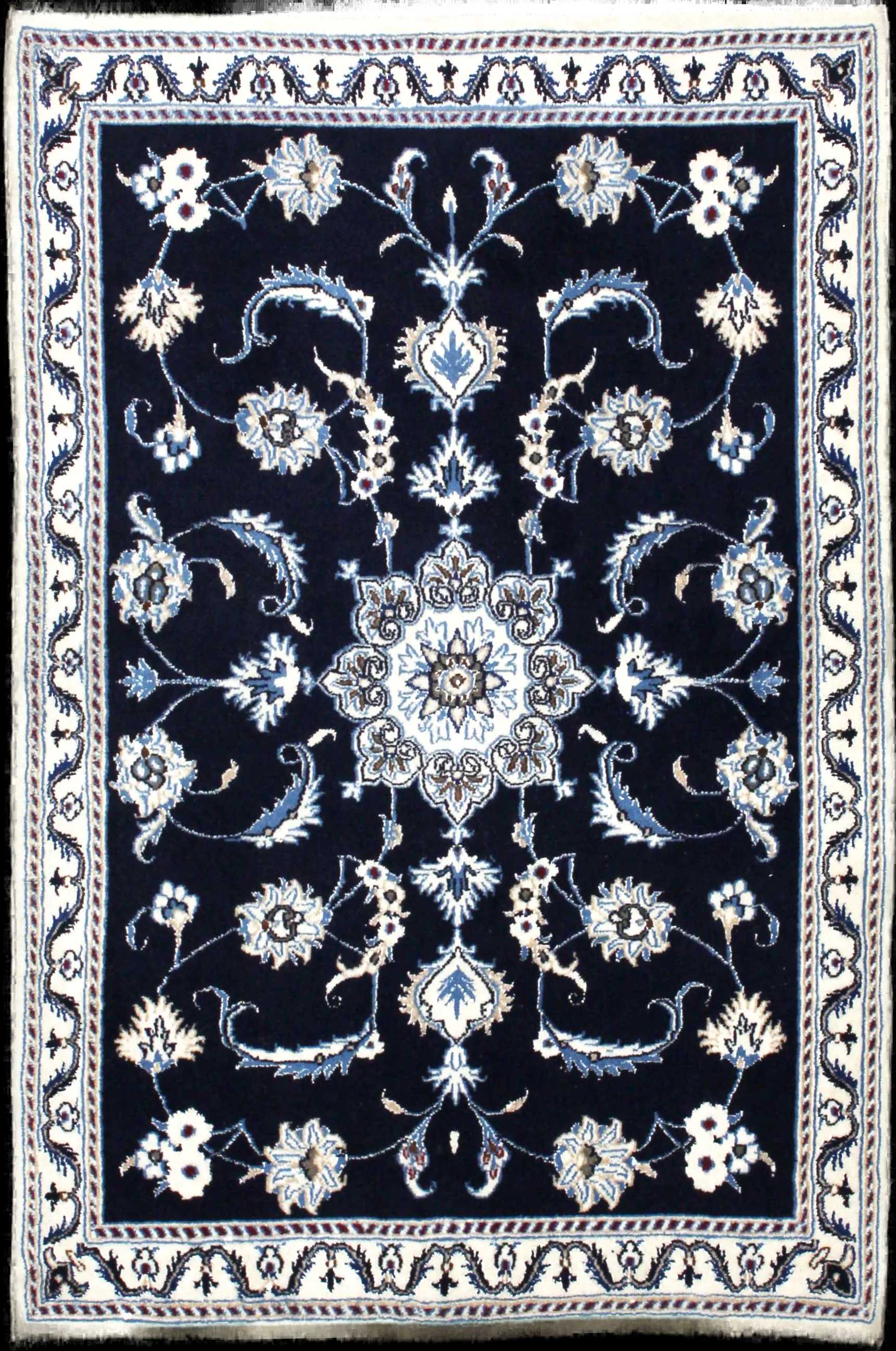 Handmade Persian rug of Nain style in dimensions 150 centimeters length by 98 centimetres width with mainly Blue colors