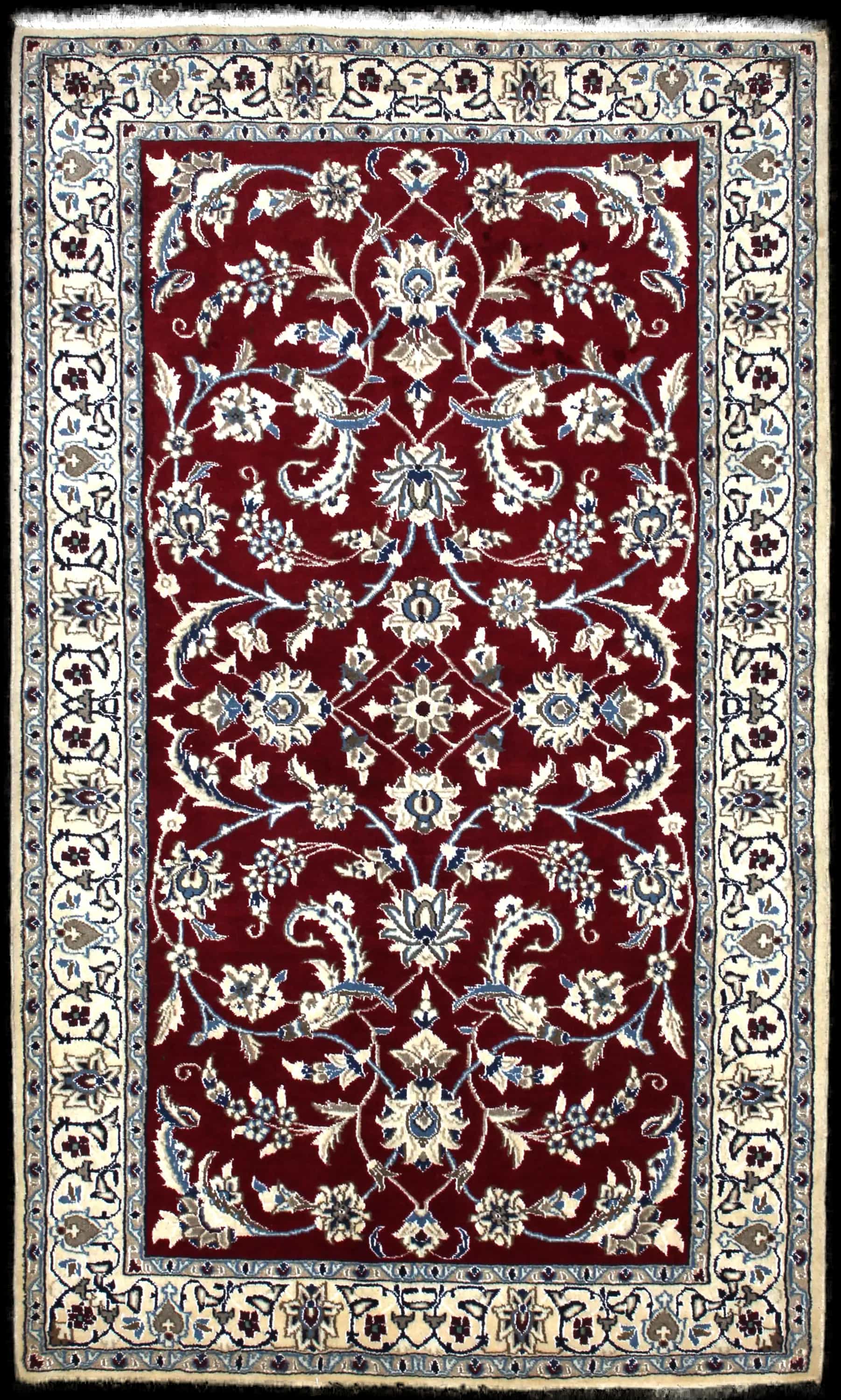 Handmade Persian rug in dimensions 200 centimeters length by 118 centimeters width with mainly Red and Blue colors