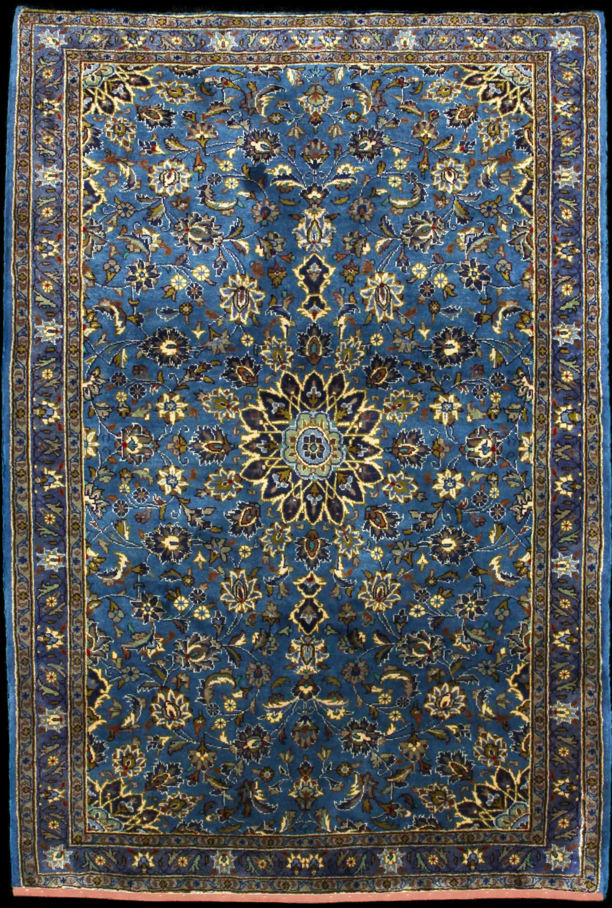 Handmade Persian rug in dimensions 186 centimeters length by 126 centimeters width with mainly Blue colors