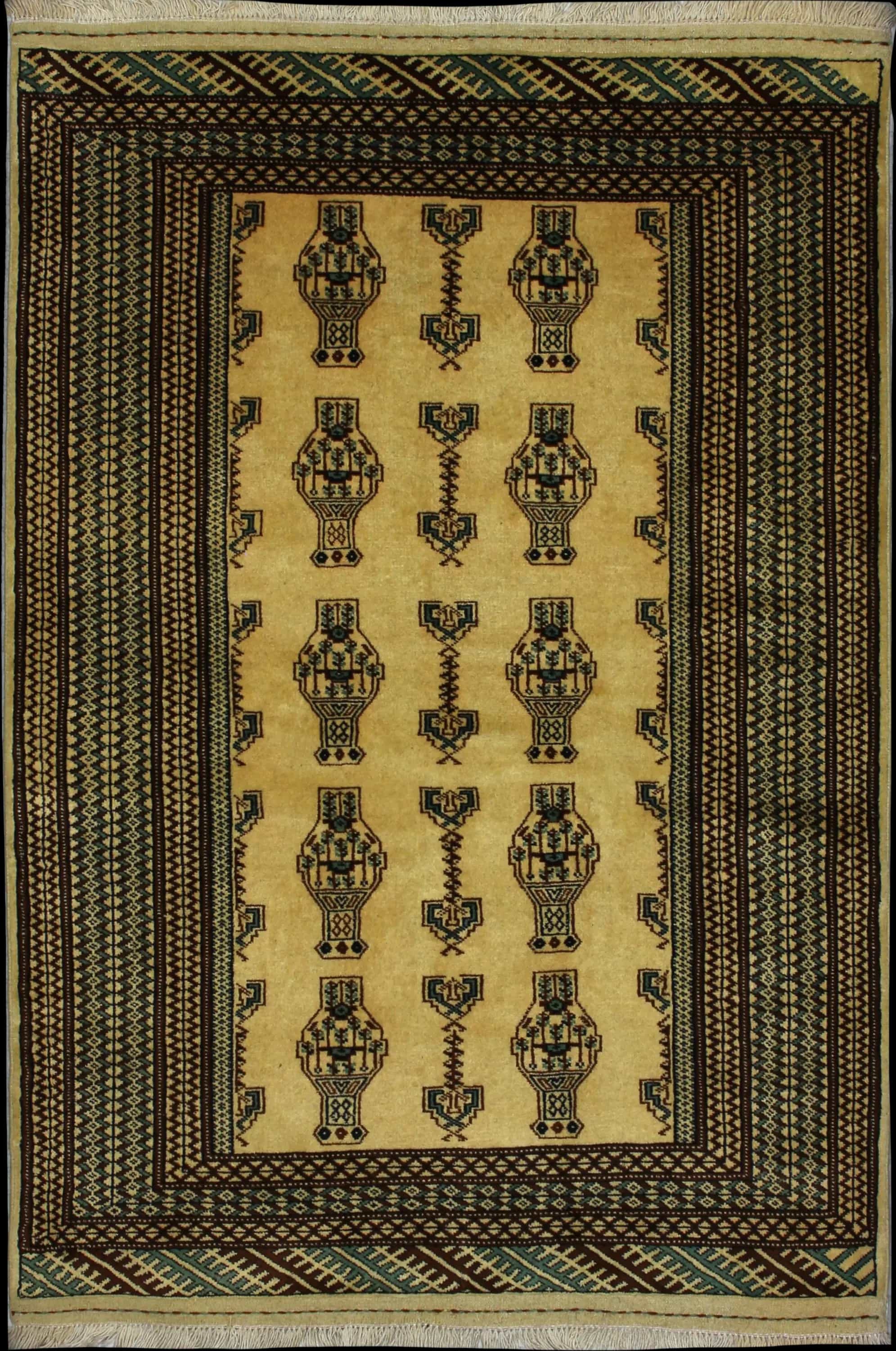 Handmade Persian rug in dimensions 192 centimeters length by 130 centimeters width with mainly Yellow and Brown colors