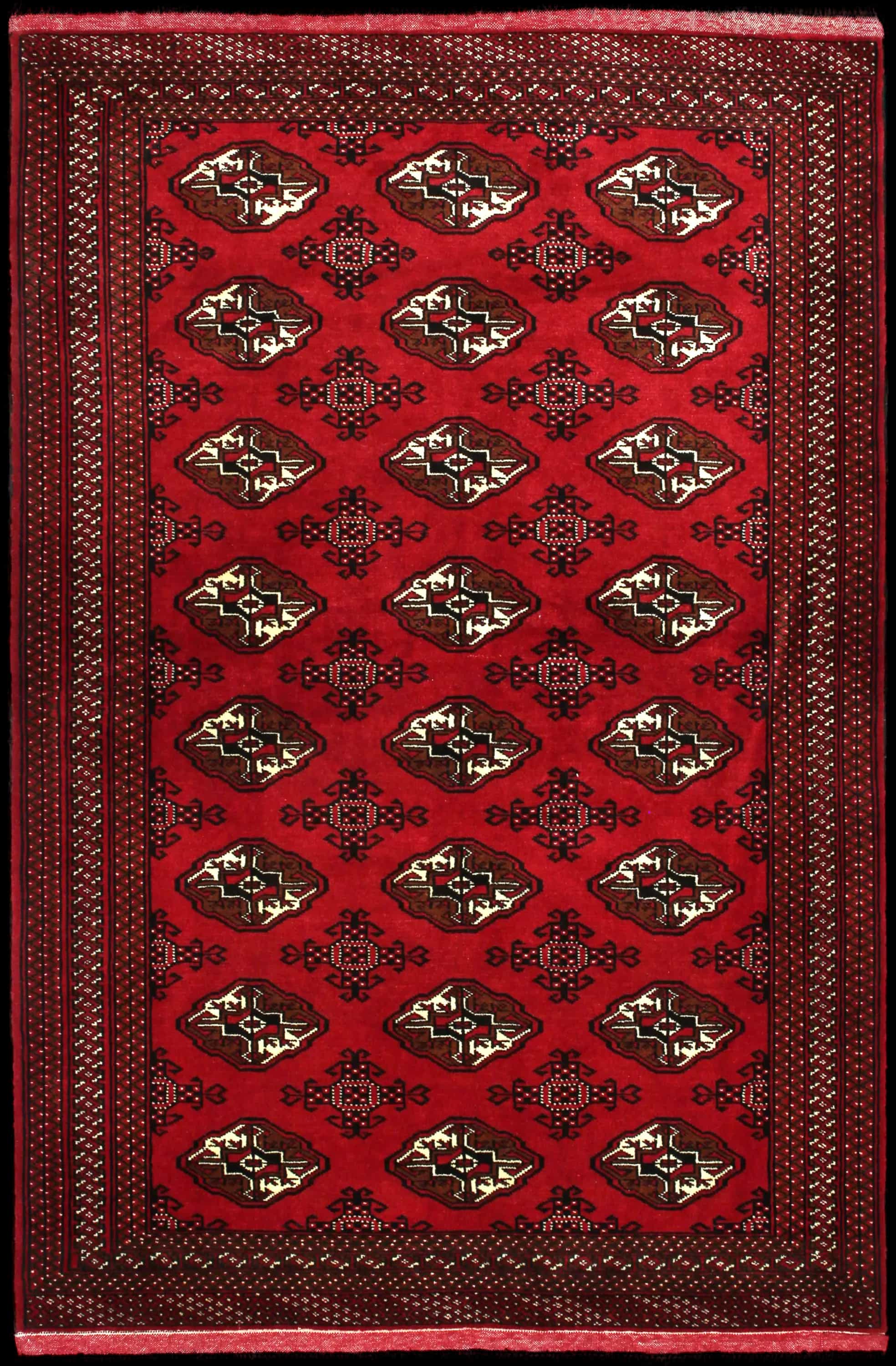 Handmade Persian rug in dimensions 203 centimeters length by 132 centimeters width with mainly Red colors