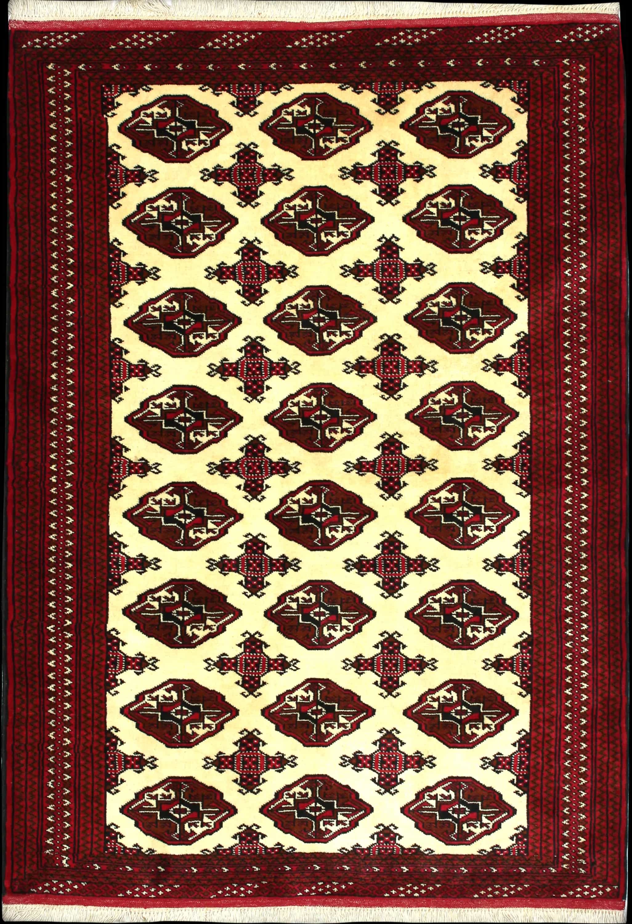 Handmade Perse rug in dimensions 190 centimeters length by 132 centimeters width with mainly Rouge et Beige colors