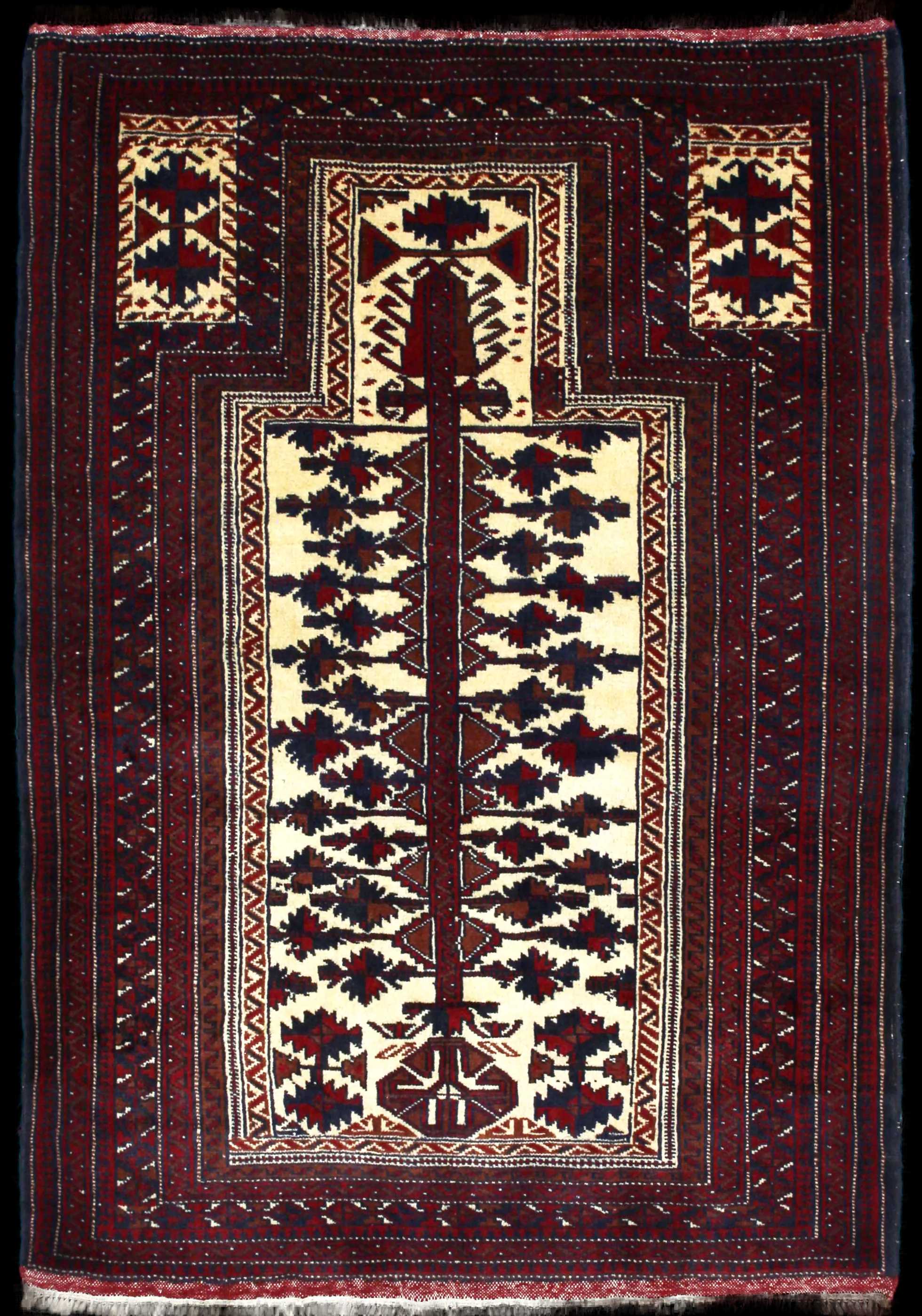 Handmade Persian rug in dimensions 160 centimeters length by 115 centimeters width with mainly Beige and Red colors