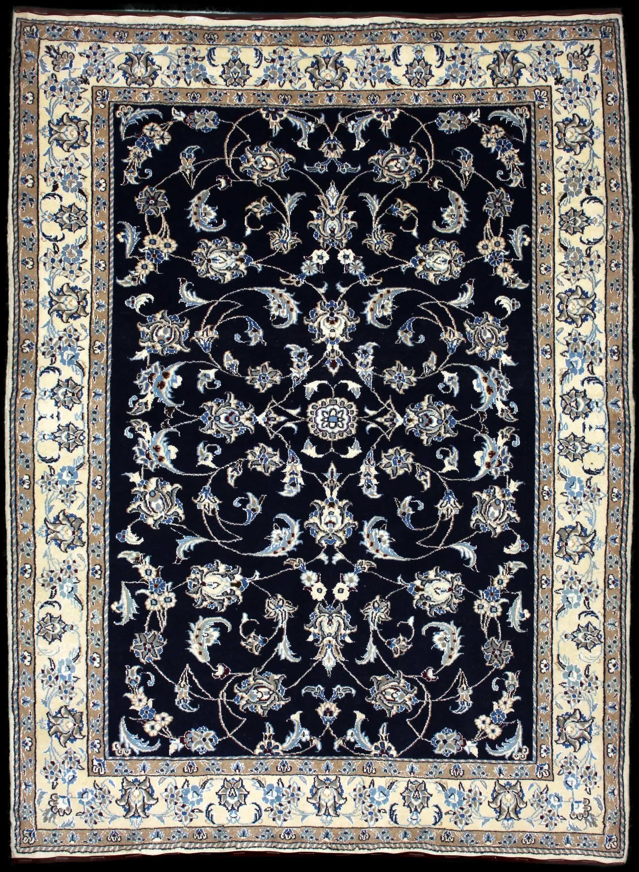 Handmade Persian rug in dimensions 234 centimeters length by 168 centimeters width with mainly Blue colors