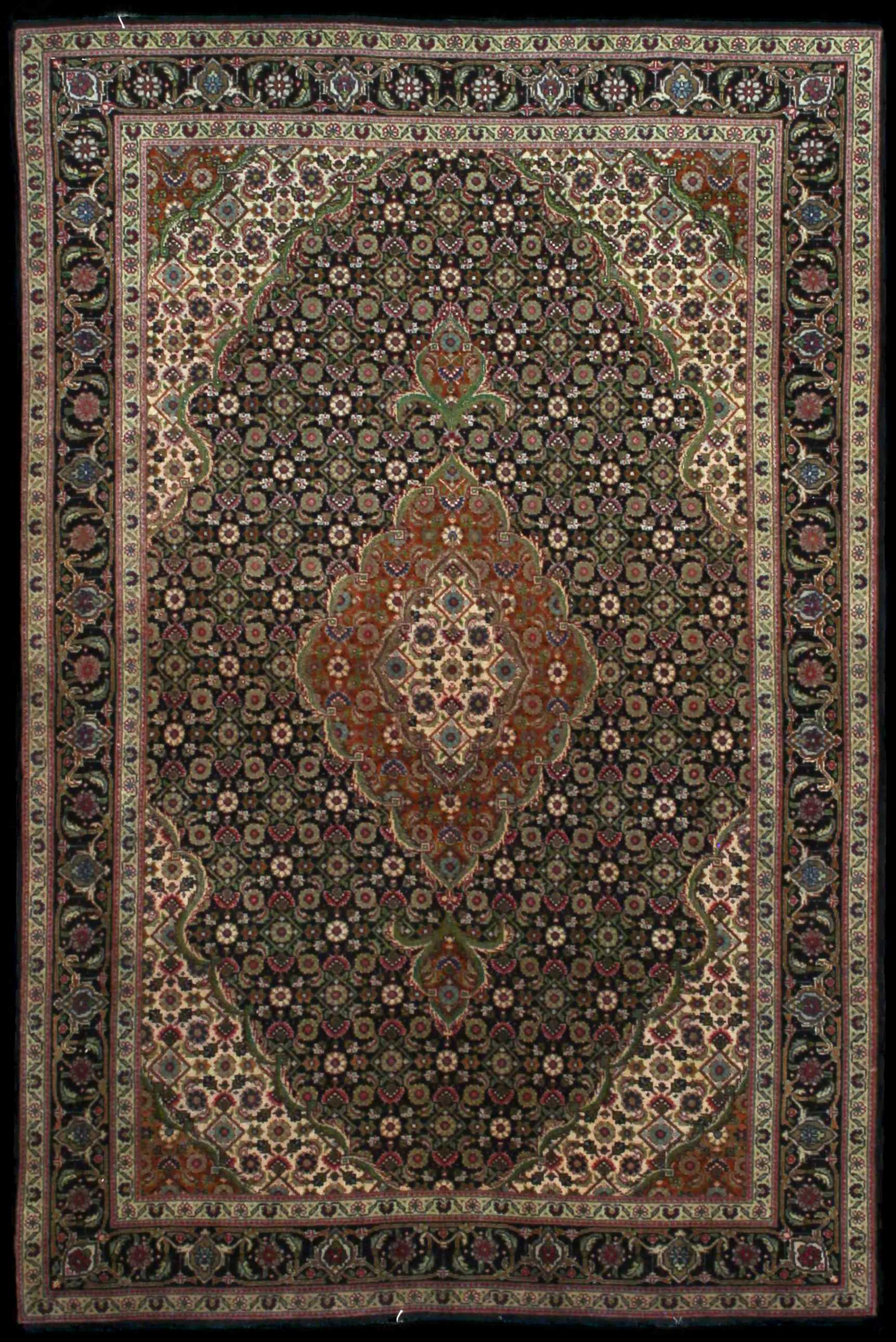 Handmade Persian rug in dimensions 150 centimeters length by 100 centimetres width with mainly Brown and Black colors