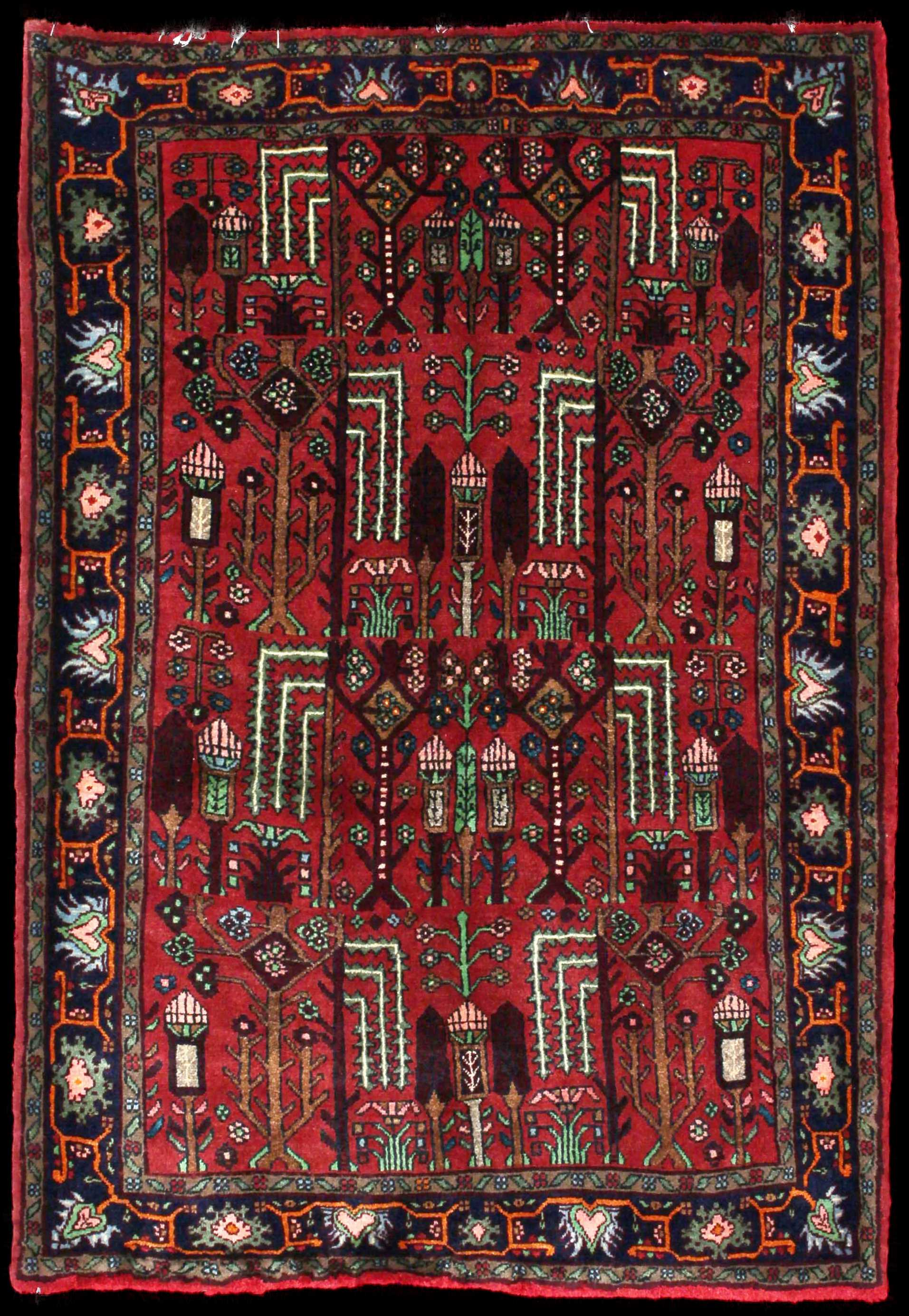 Handmade Perse rug in dimensions 162 centimeters length by 112 centimeters width with mainly Rouge colors