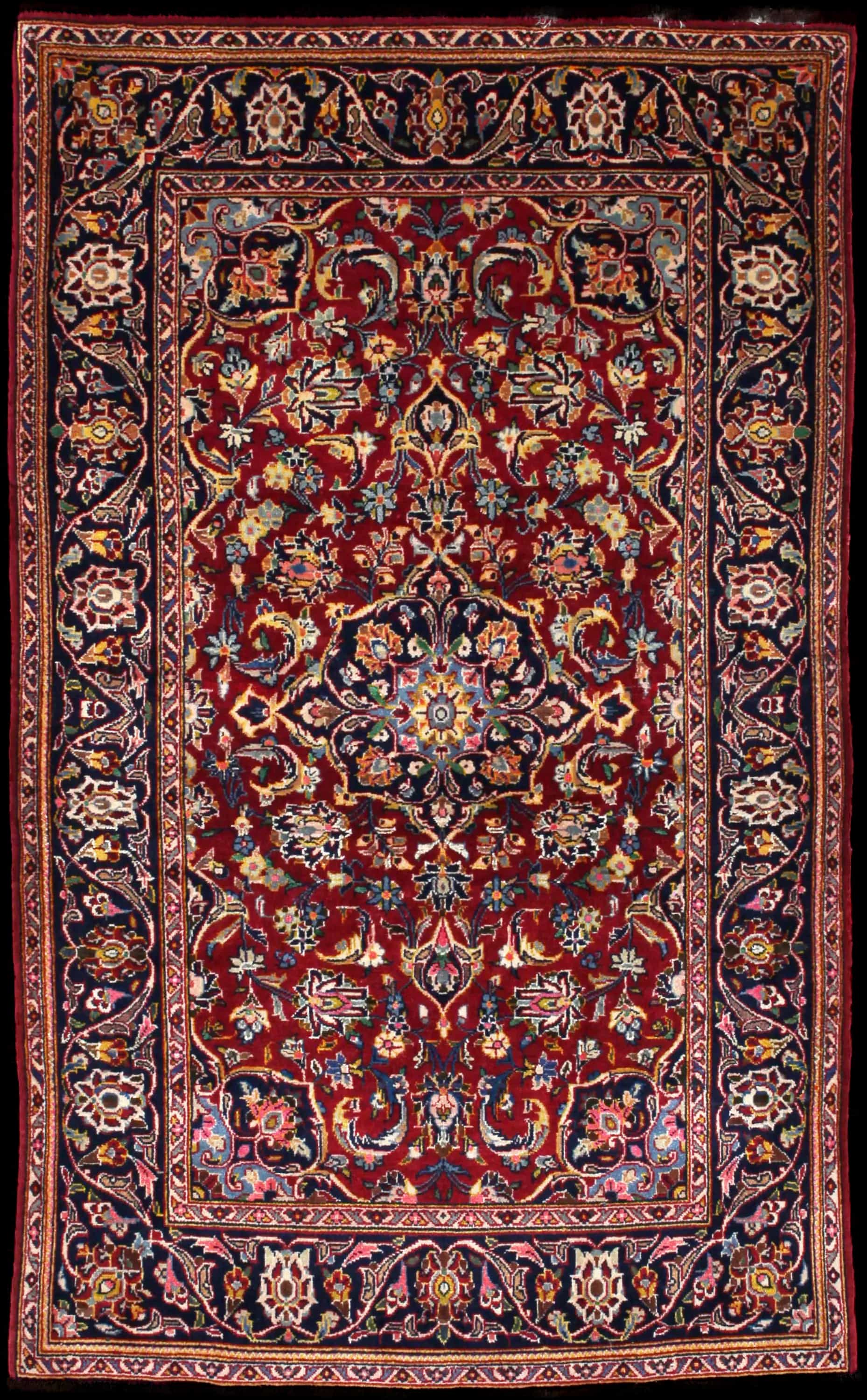 Handmade Persian rug in dimensions 174 centimeters length by 106 centimeters width with mainly Red and Blue colors