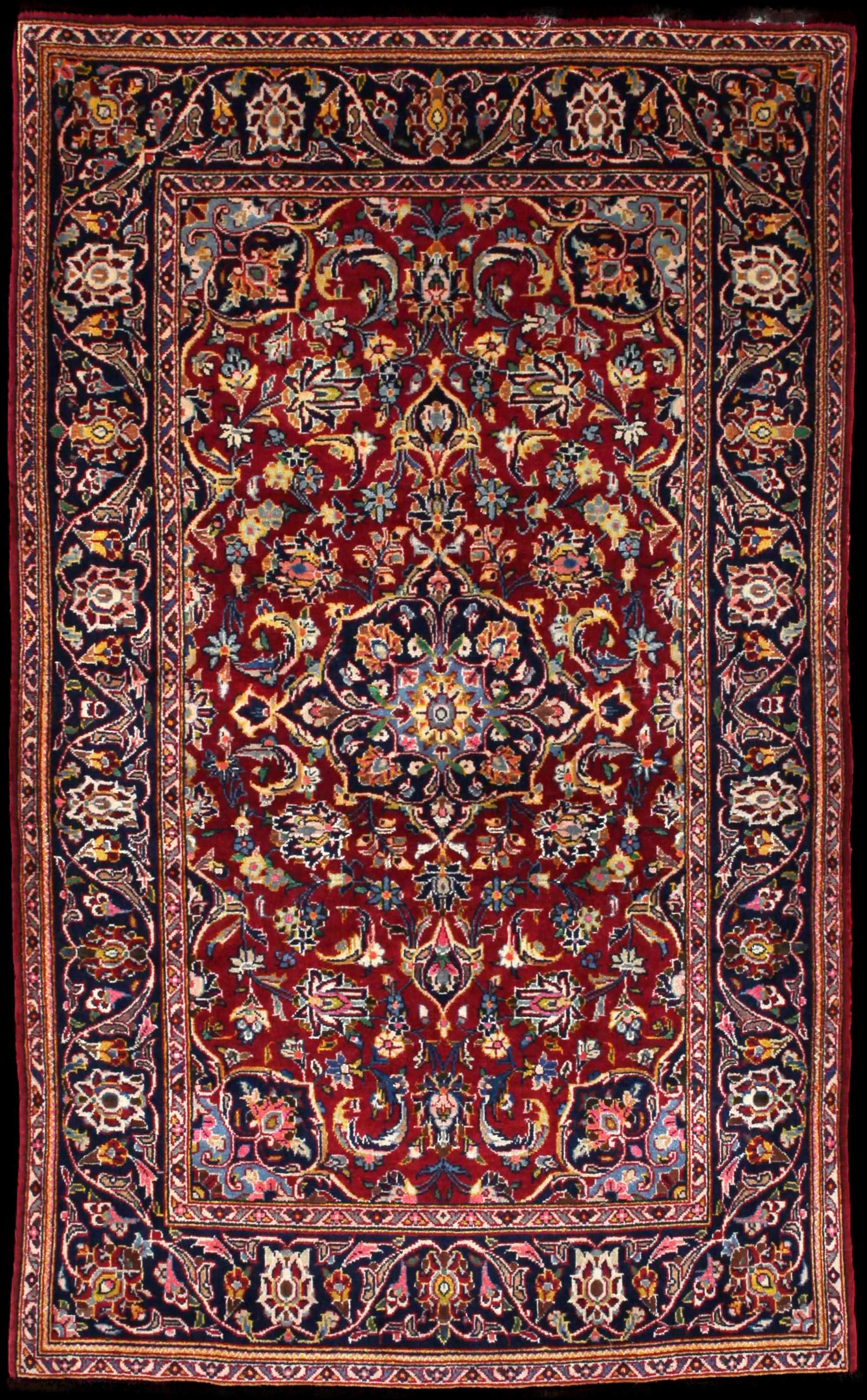 Handmade Persian rug in dimensions 174 centimeters length by 106 centimetres width with mainly Red and Blue colors