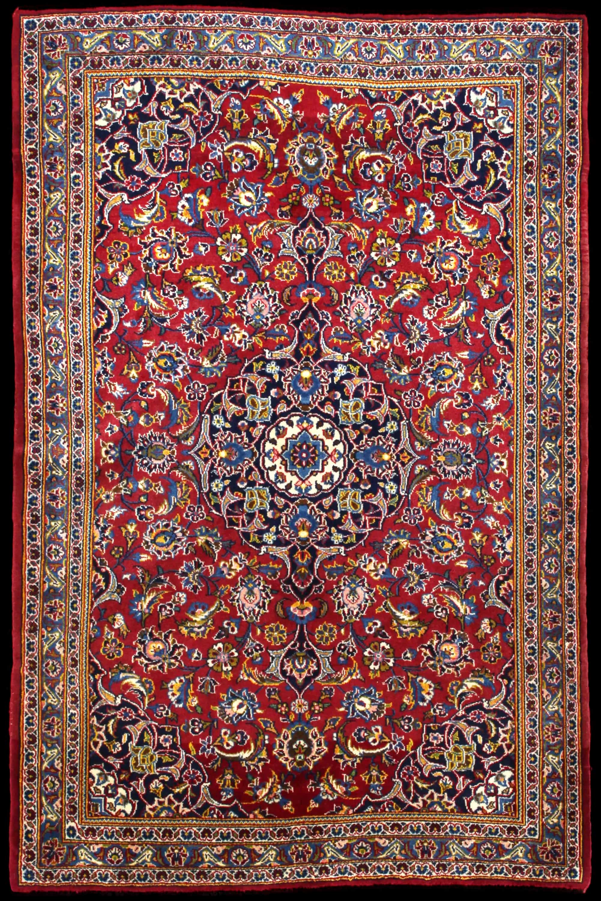 Handmade Persian rug in dimensions 184 centimeters length by 120 centimeters width with mainly Red and Blue colors