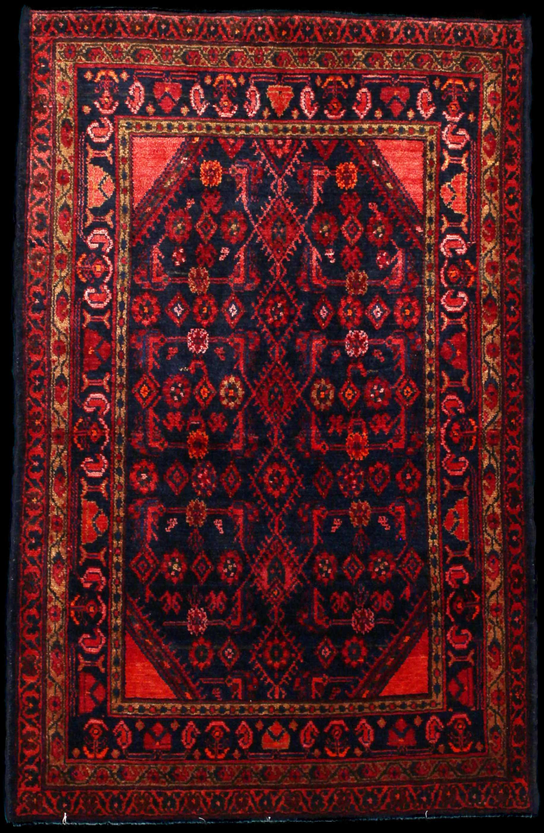 Handmade Persian rug of Turkoman style in dimensions 164 centimeters length by 106 centimetres width with mainly Red and Blue colors