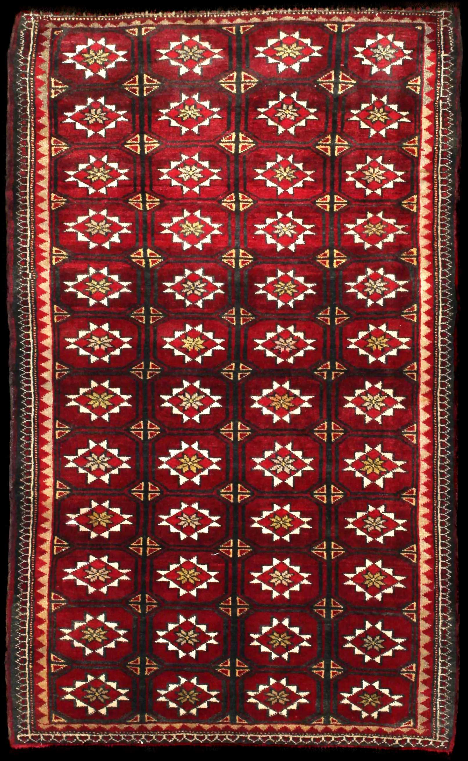 Handmade Perse rug in dimensions 150 centimeters length by 92 centimeters width with mainly Rouge colors