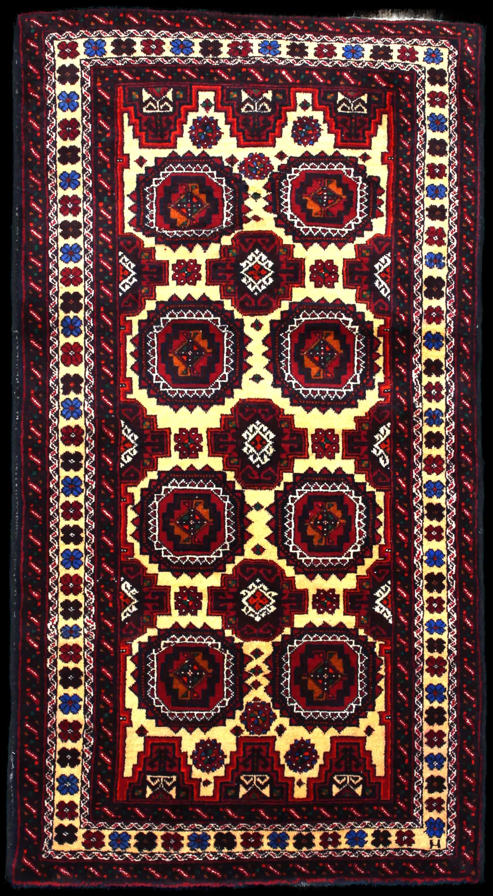 Handmade Persian rug in dimensions 193 centimeters length by 100 centimeters width with mainly Red and Orange colors