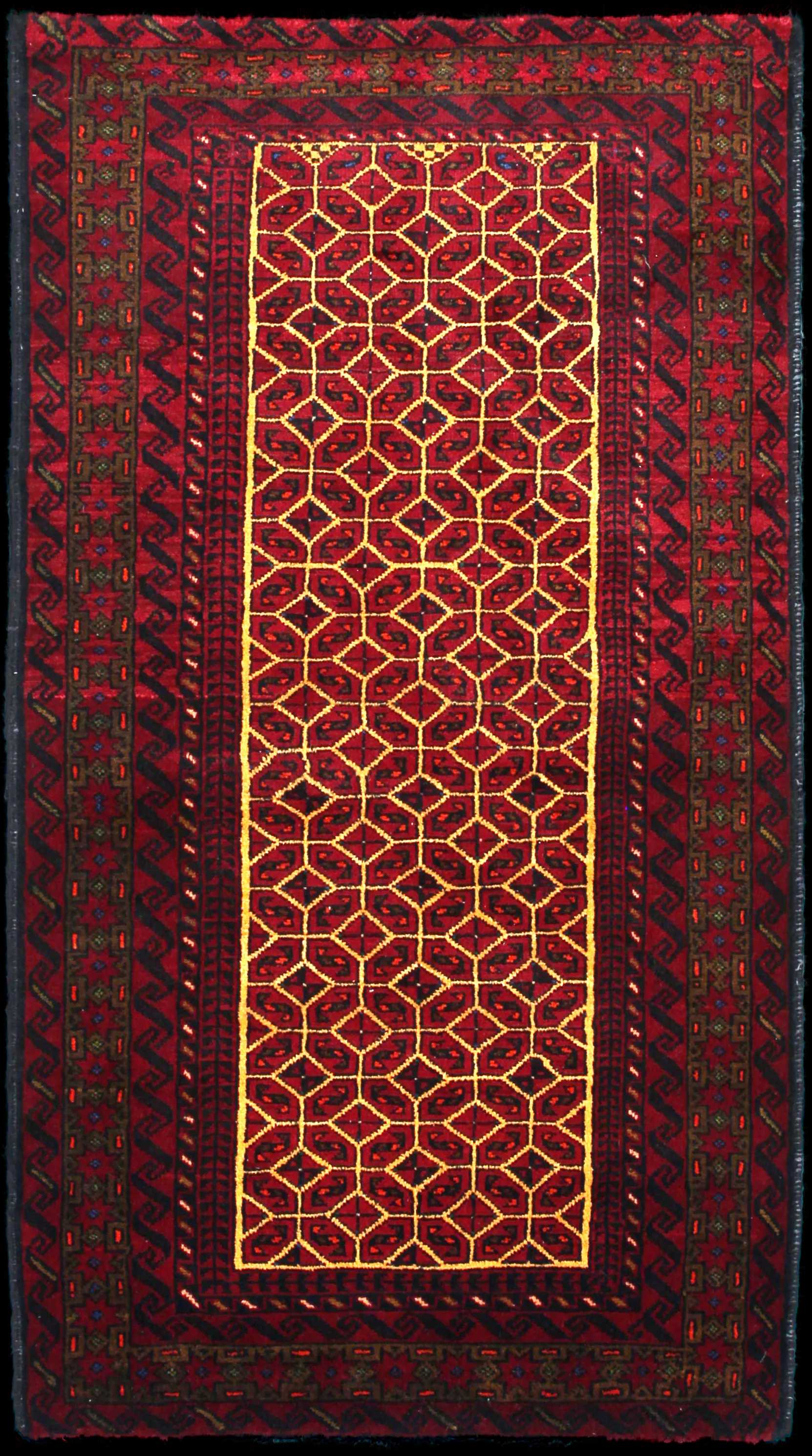 Handmade Persian rug in dimensions 174 centimeters length by 97 centimeters width with mainly Red colors