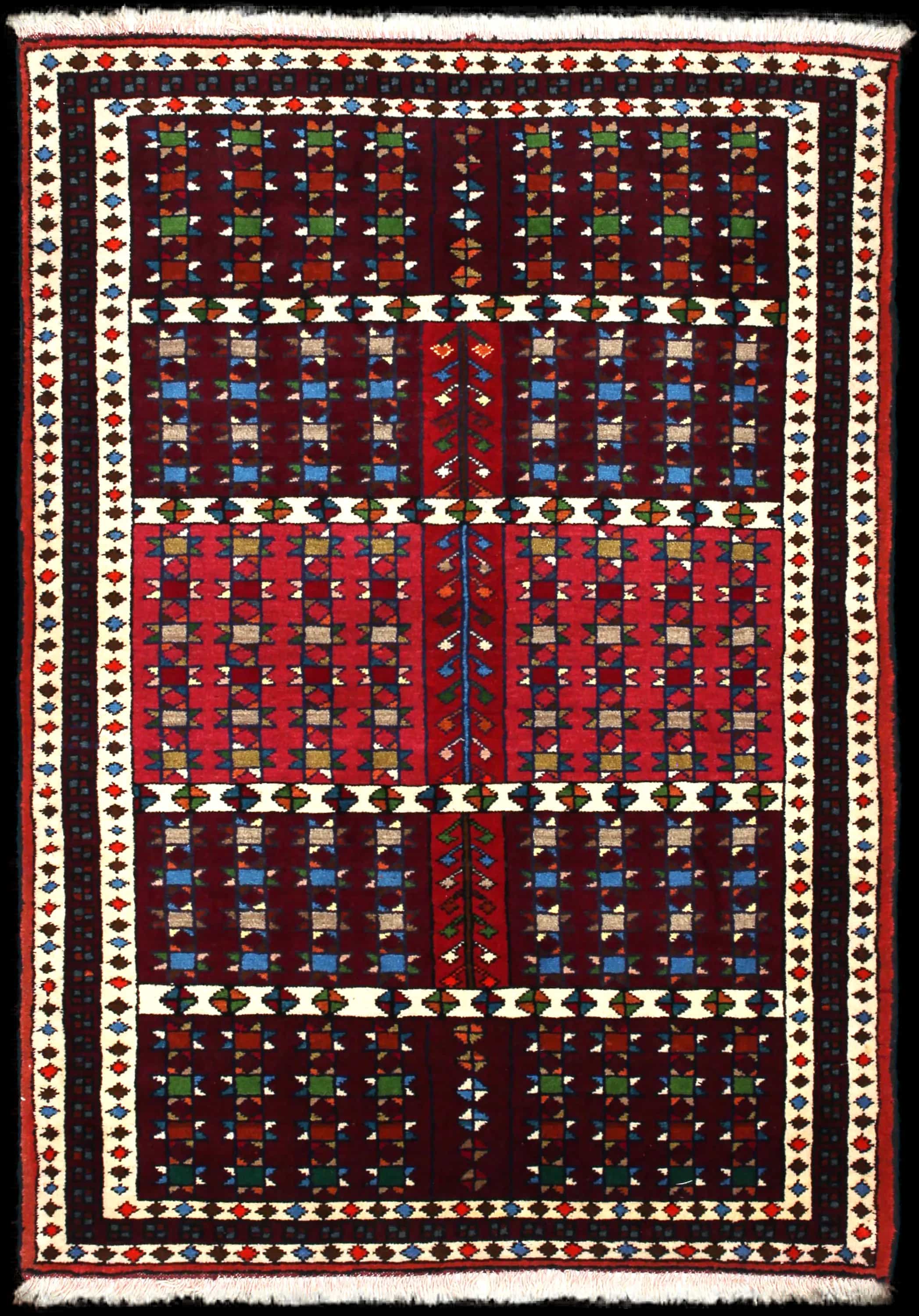 Handmade Perse rug in dimensions 171 centimeters length by 118 centimeters width with mainly Rouge et Marron colors