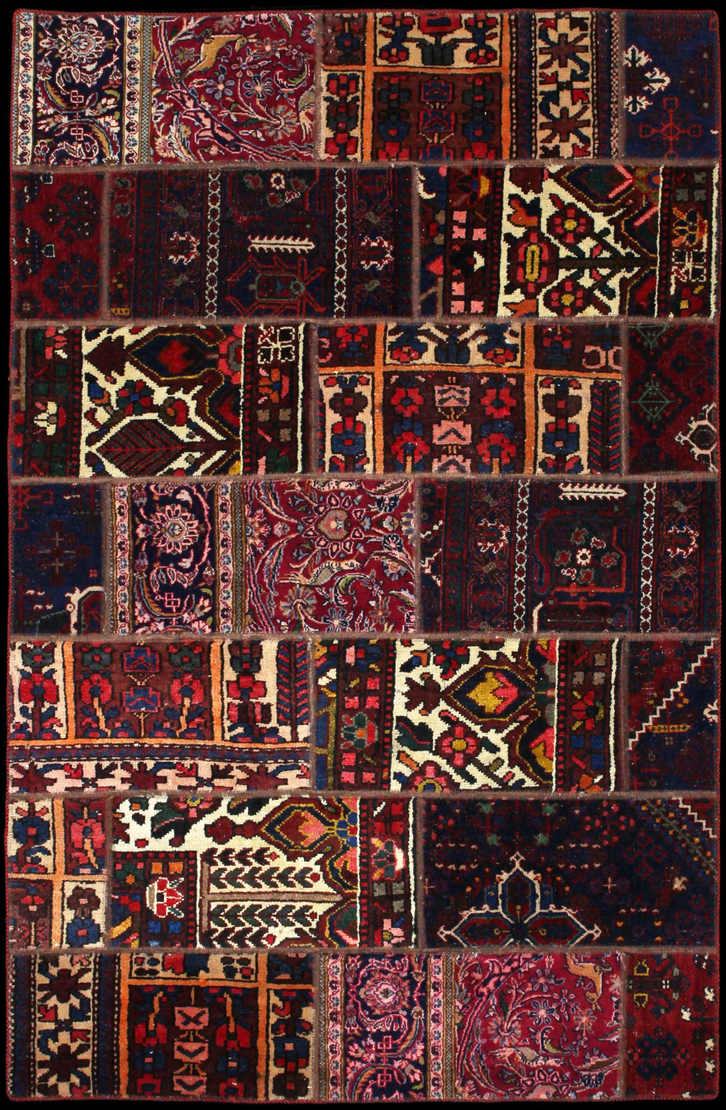 Handmade Persian rug of Patchwork style in dimensions 210 centimeters length by 139 centimetres width