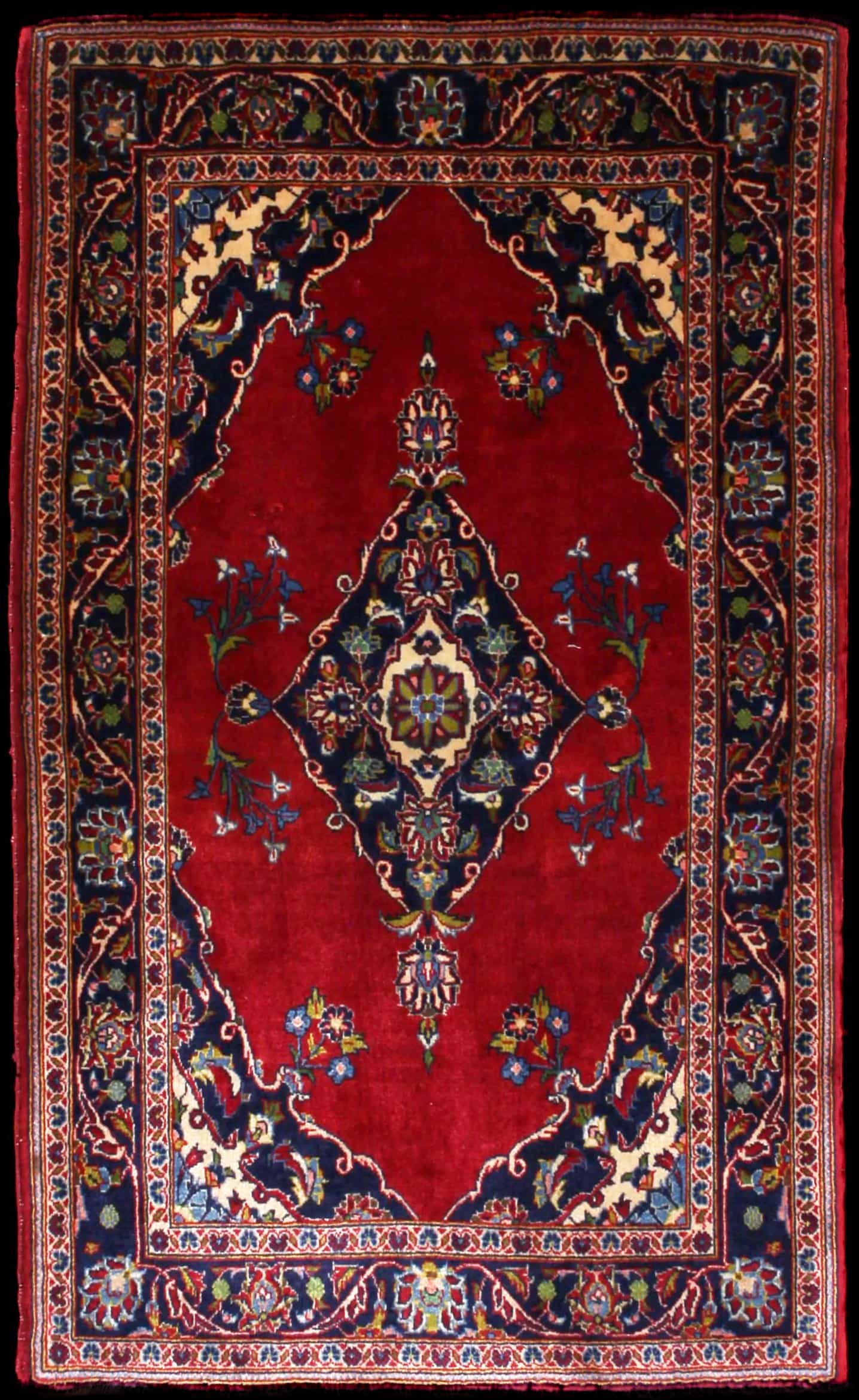 Handmade Persian rug in dimensions 137 centimeters length by 83 centimeters width with mainly Red colors