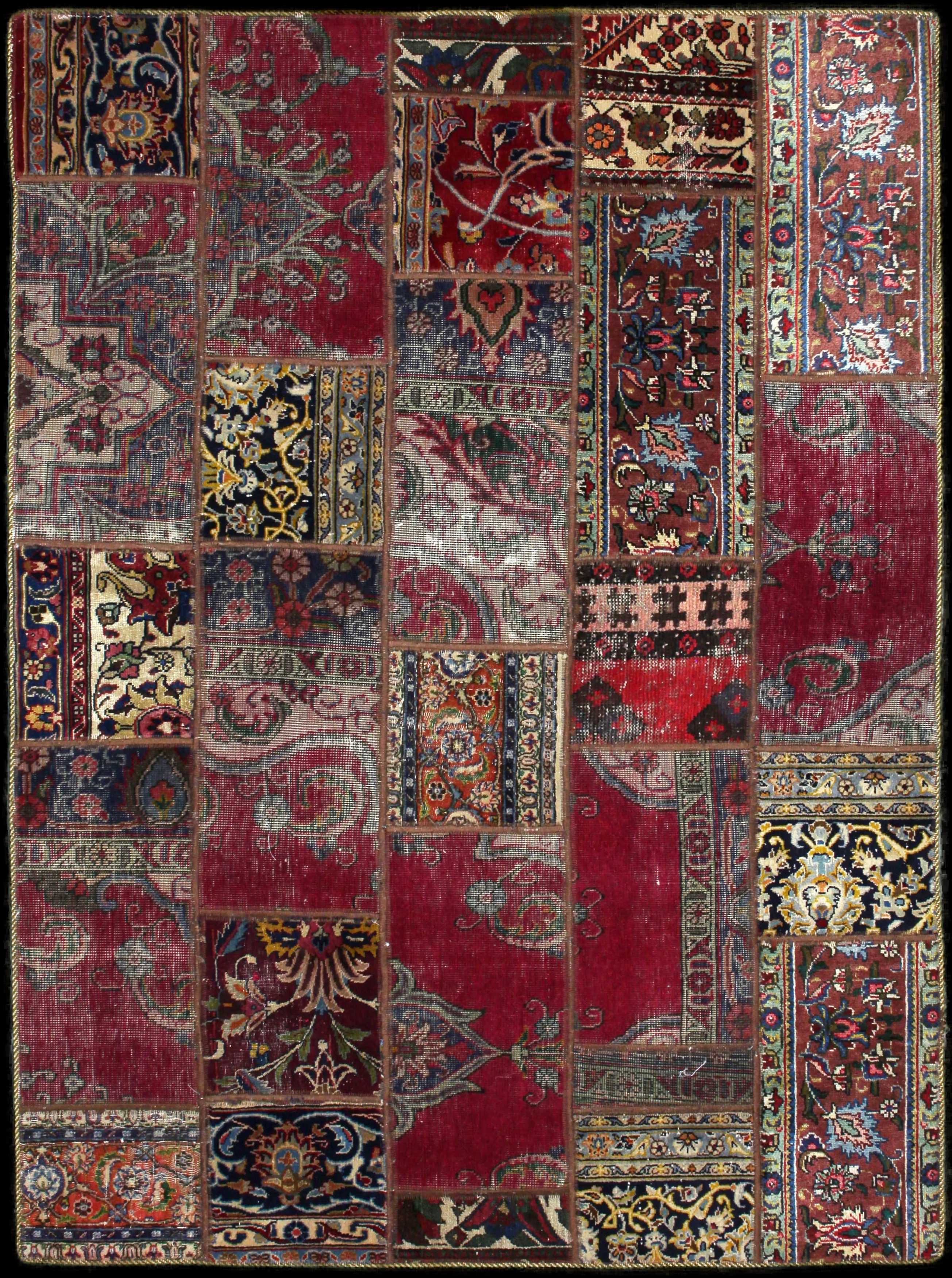 Handmade Persian rug of Patchwork style in dimensions 206 centimeters length by 151 centimetres width