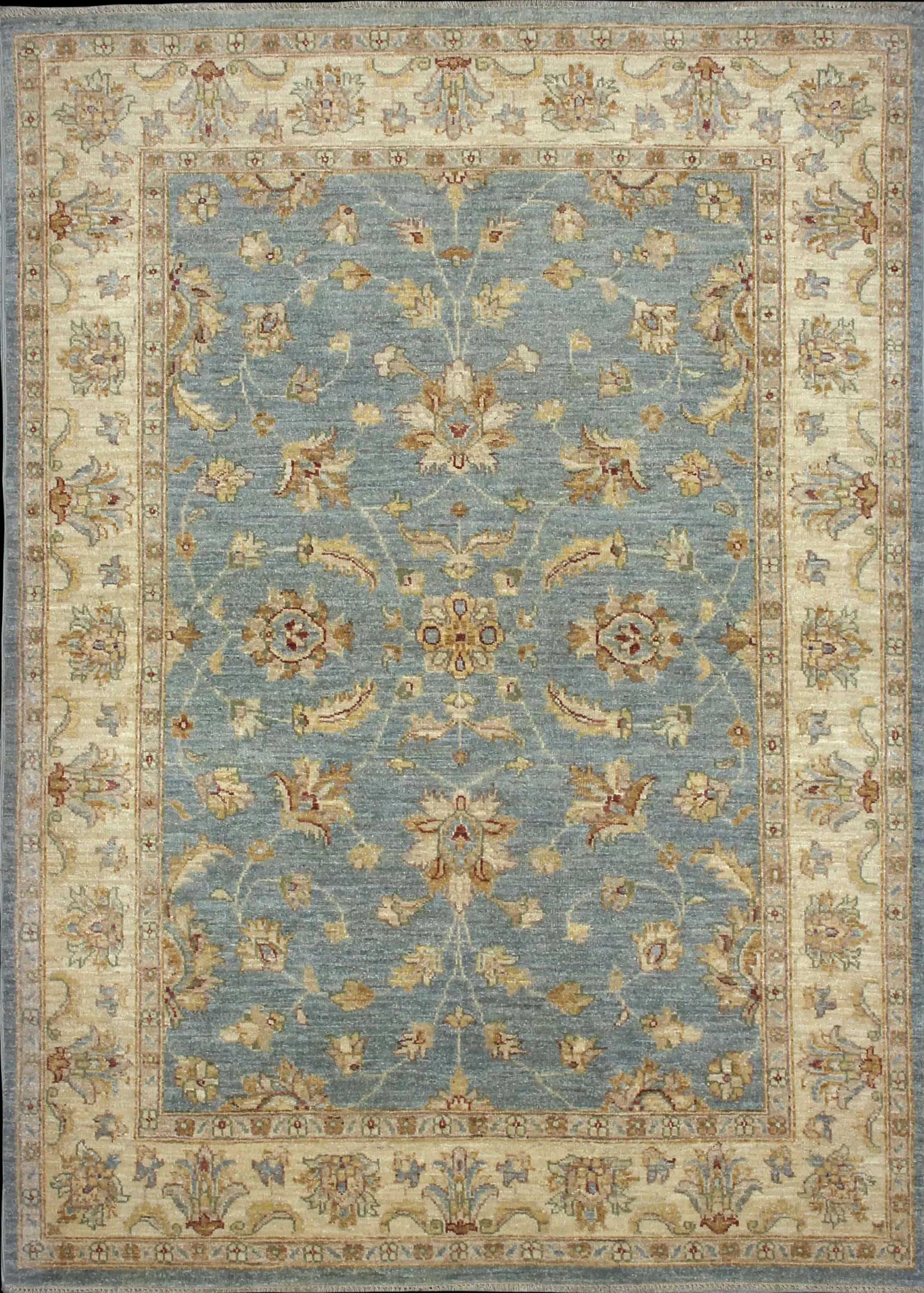 Handmade Pakistan rug in dimensions 201 centimeters length by 144 centimeters width with mainly Bleu et Jaune colors