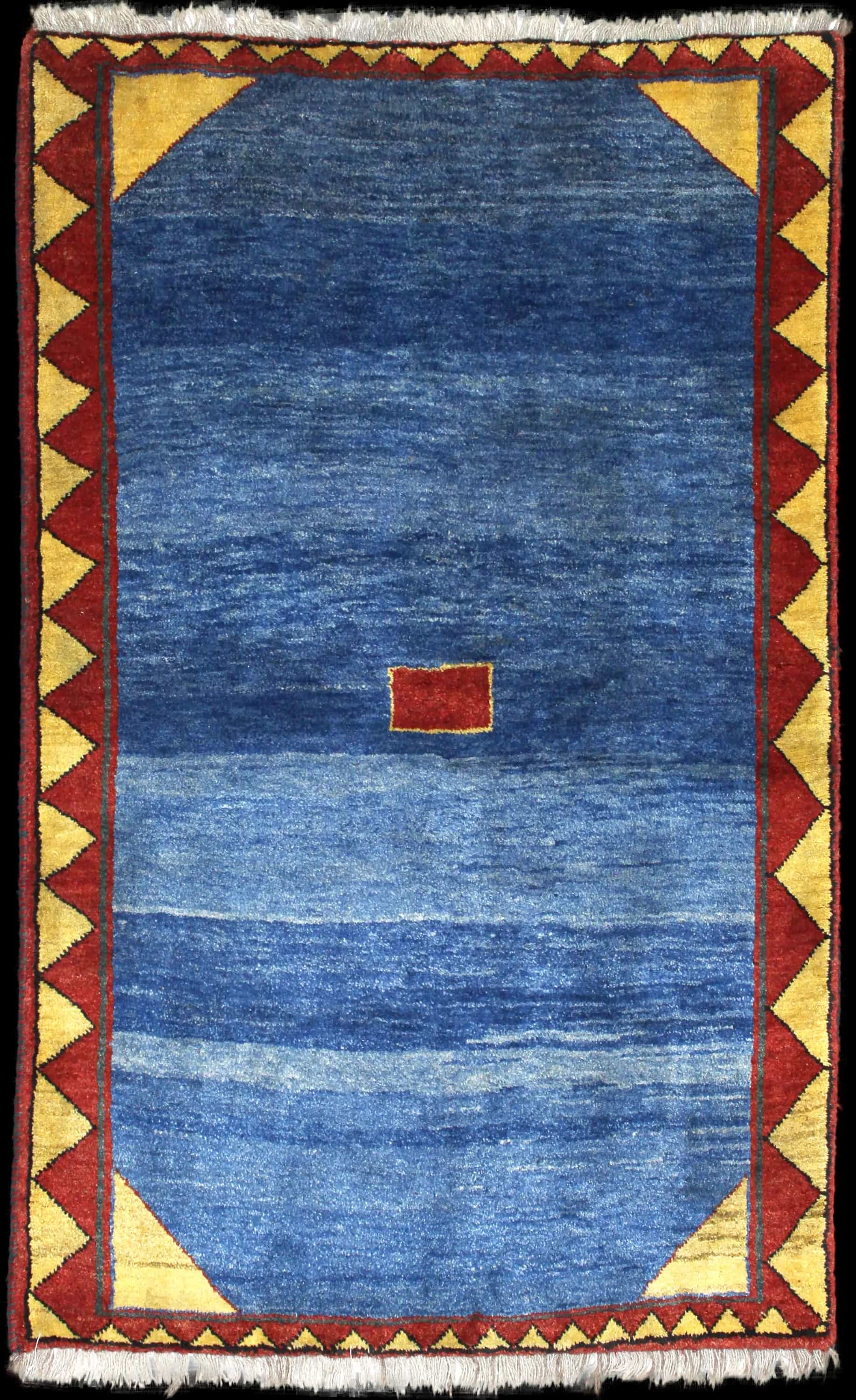 Handmade Perse rug in dimensions 200 centimeters length by 128 centimeters width with mainly Bleu colors