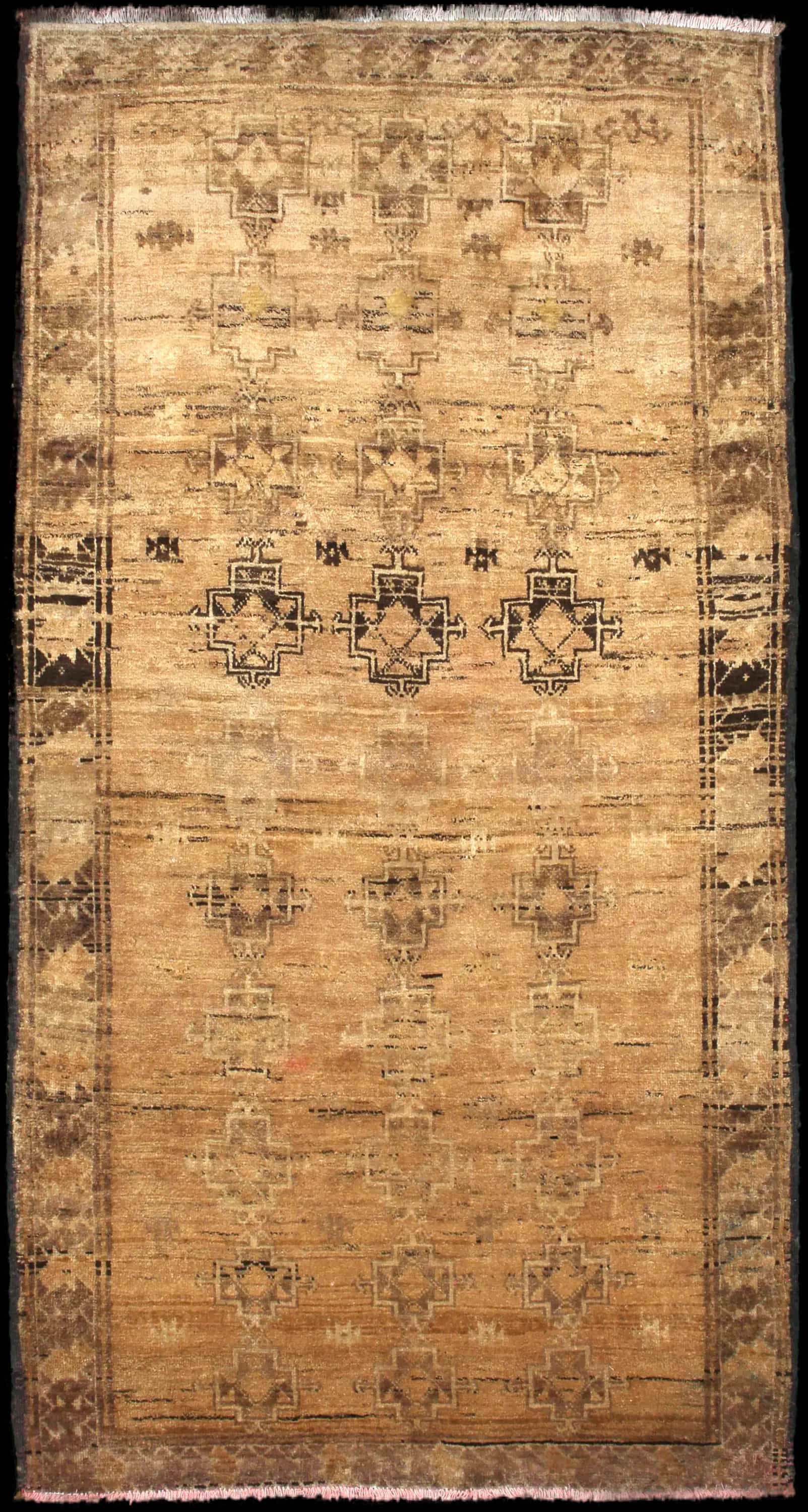 Handmade Perse rug in dimensions 220 centimeters length by 117 centimeters width with mainly Marron colors