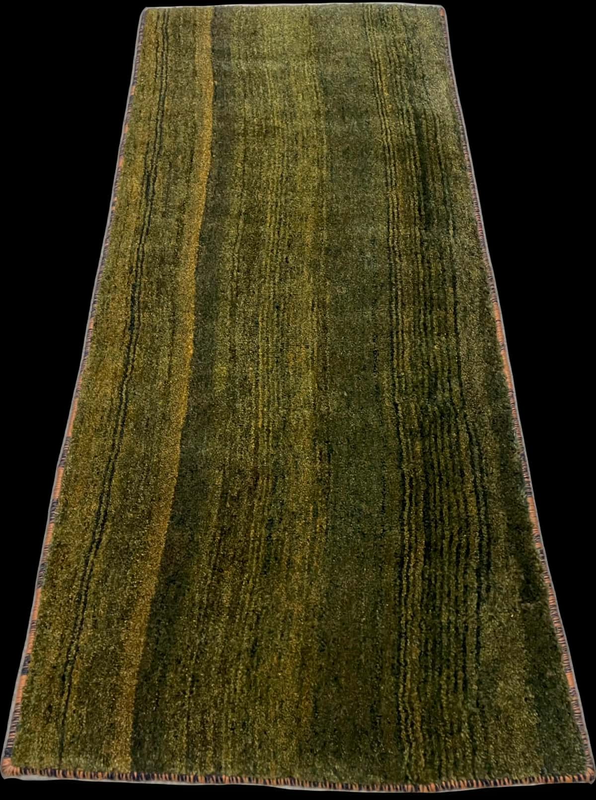 Persian rug of Gabbeh style in dimensions 165 centimeters length by 75 centimeters width with mainly green colors — Perspective