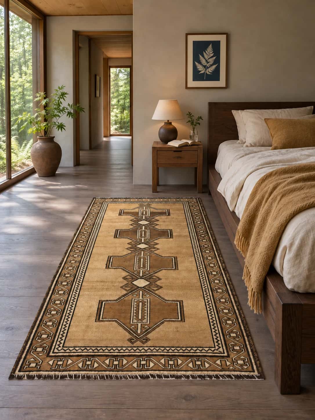 Persian Baluch rug, oriental, 120x220 cm, mainly brown — In a room