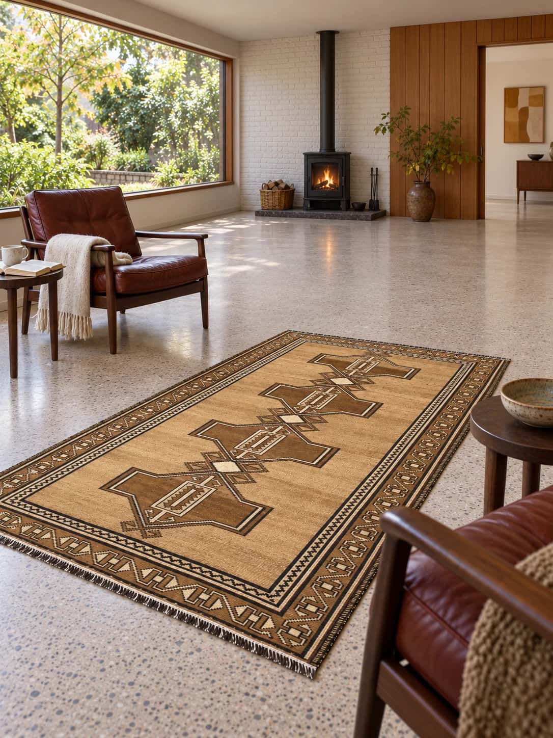 Persian Baluch rug, oriental, 120x220 cm, mainly brown — In a room