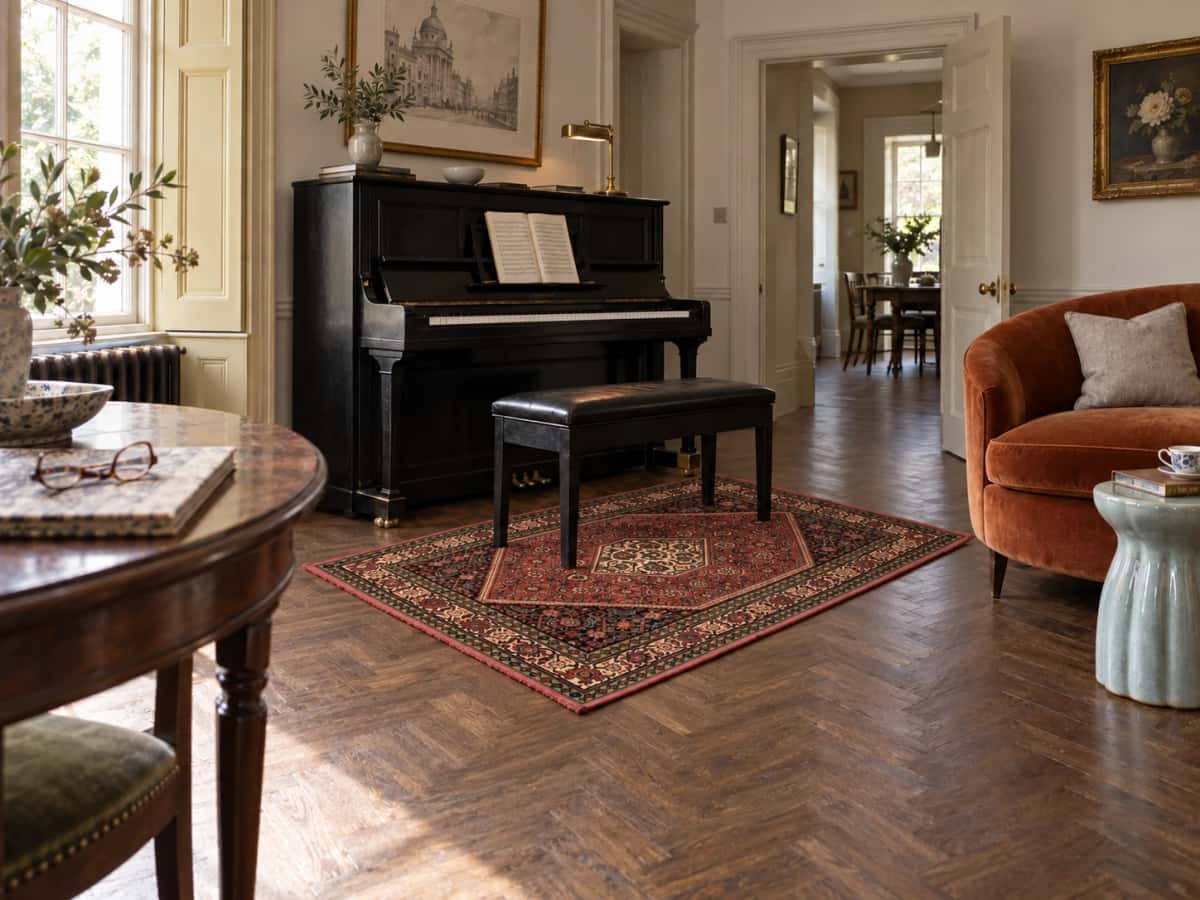 Persian Bijar rug, oriental, 112x172 cm, mainly pink — In a room