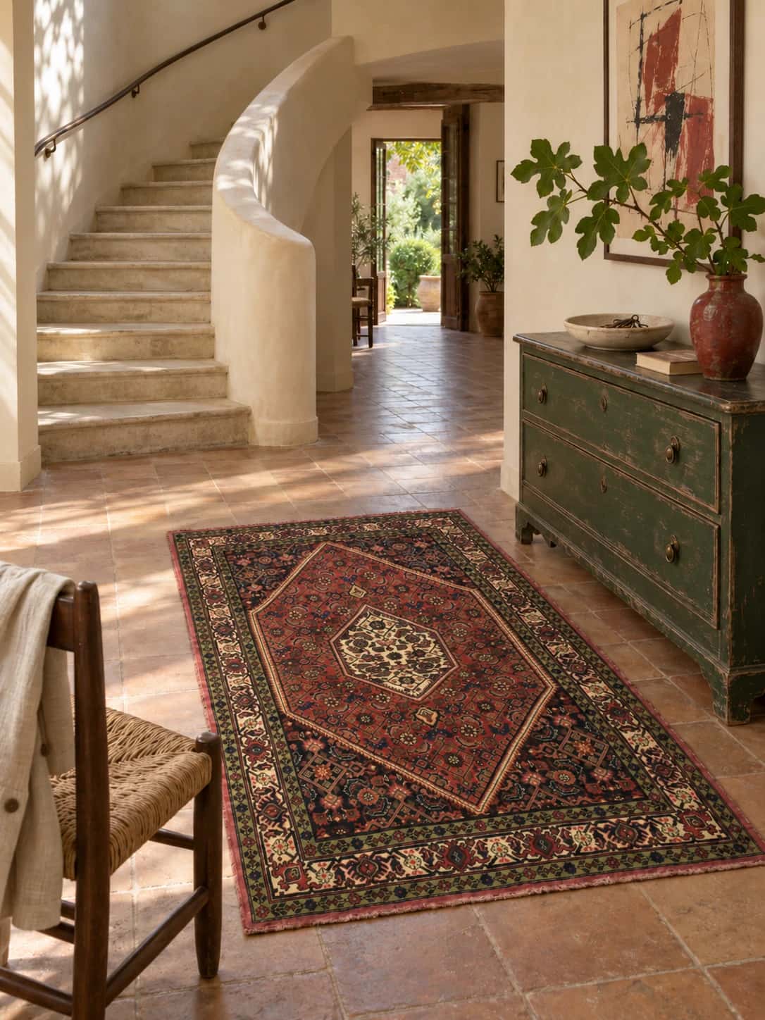 Perserteppich Bijar, orientalisch, 112x172 cm, überwiegend in Rosa — Im Raum