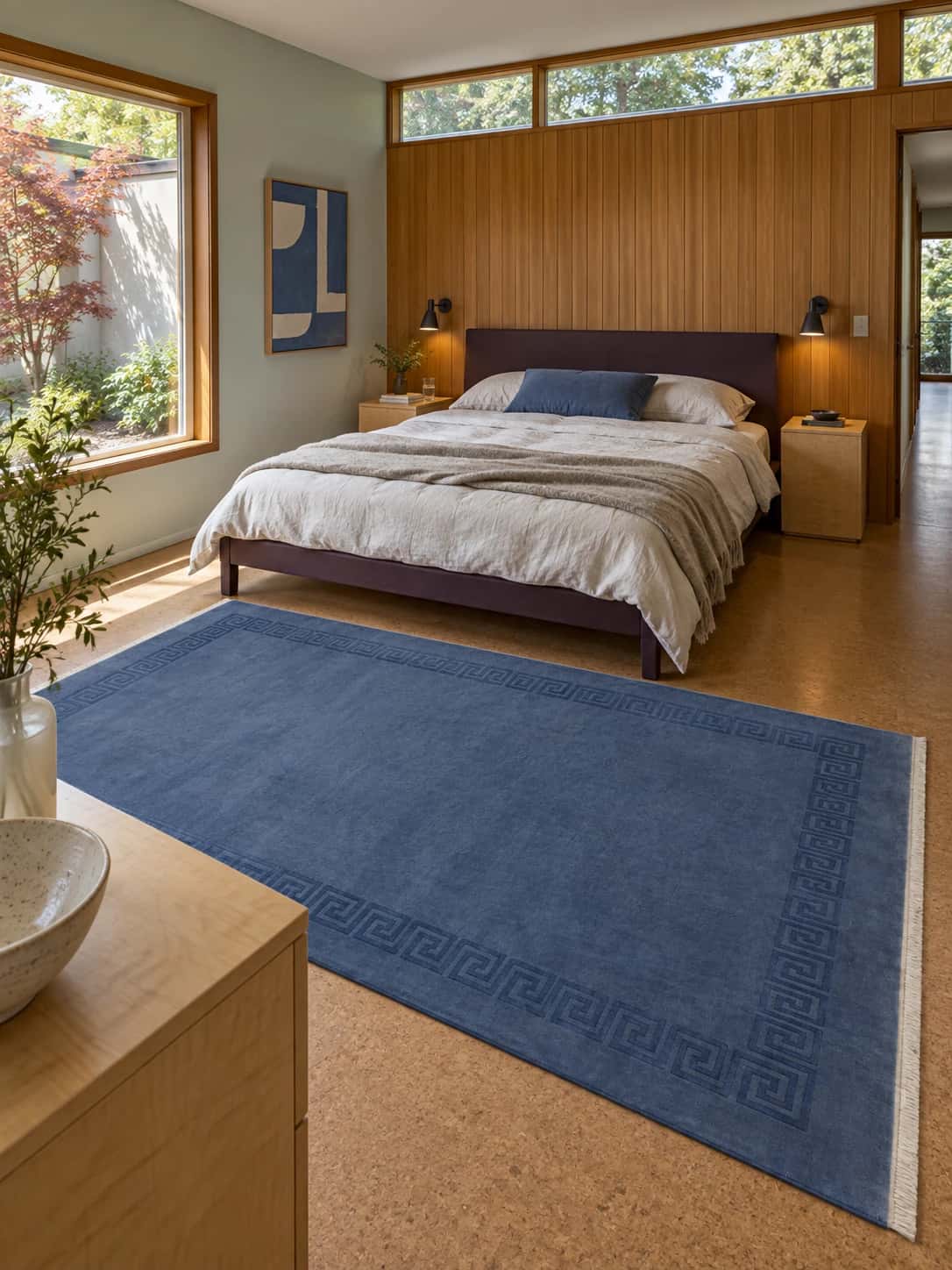 Nepalese Tibetan rug, 200x300 cm, mainly blue — In a room