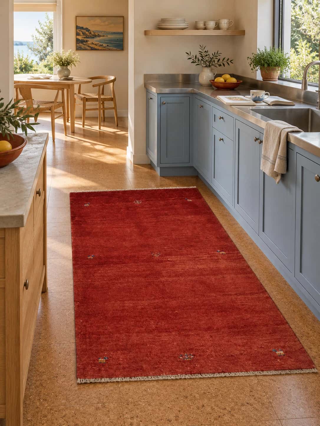 Persian Gabbeh rug, oriental, 110x170 cm, mainly red — In a room