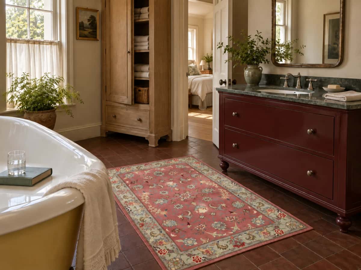 Persian Tabriz rug, floral, 98x150 cm, mainly pink — In a room