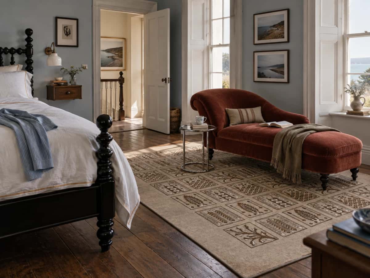 Persian rug, 194x300 cm, mainly brown — In a room