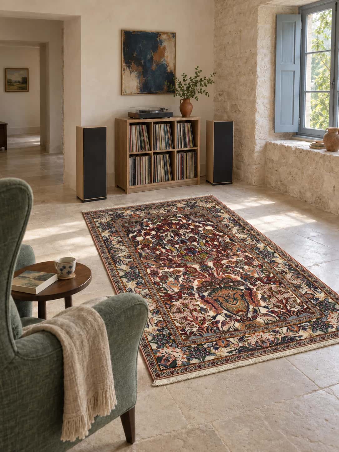 Persian Kashmar rug, floral, 103x180 cm, multicoloured — In a room