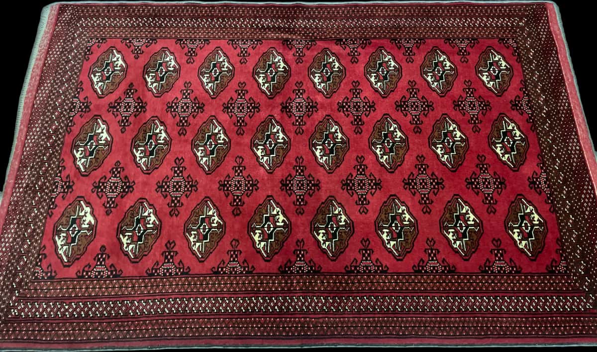Persian Turkoman rug, oriental, 132x203 cm, mainly red — Perspective