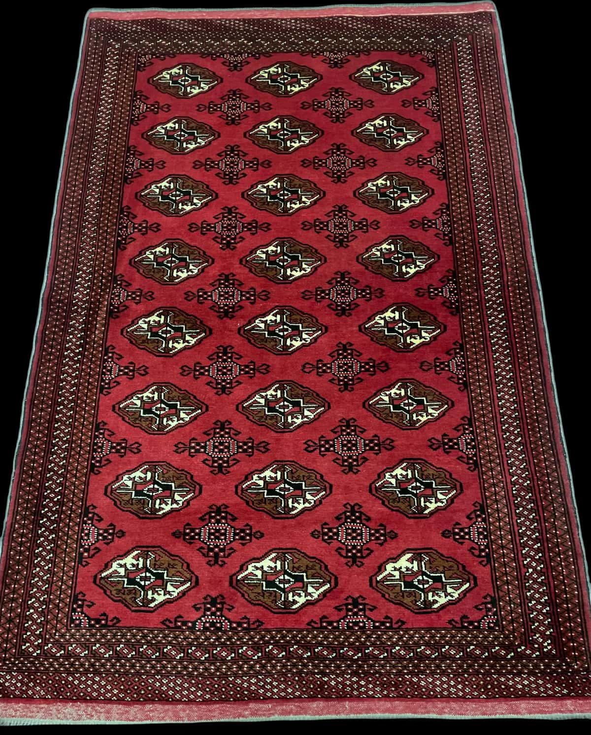 Persian Turkoman rug, oriental, 132x203 cm, mainly red — Perspective