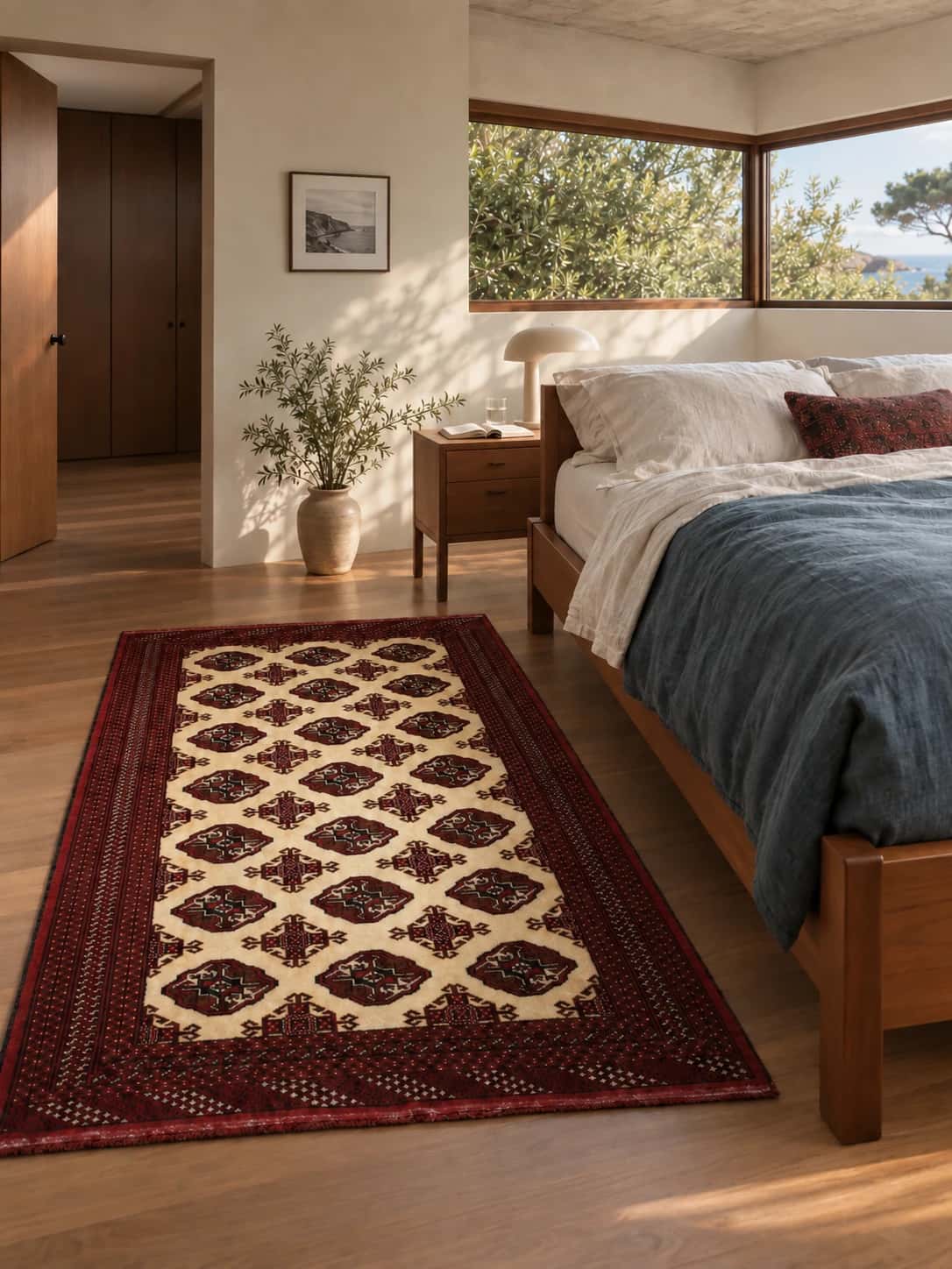 Persian Turkoman rug, oriental, 132x190 cm, mainly beige — In a room