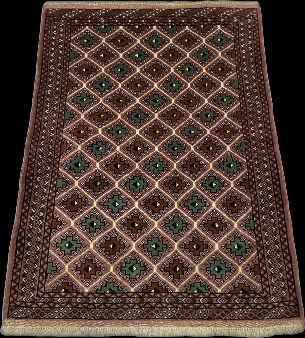 Persian rug in dimensions 140 centimeters length by 100 centimeters width with mainly brown colors — Perspective