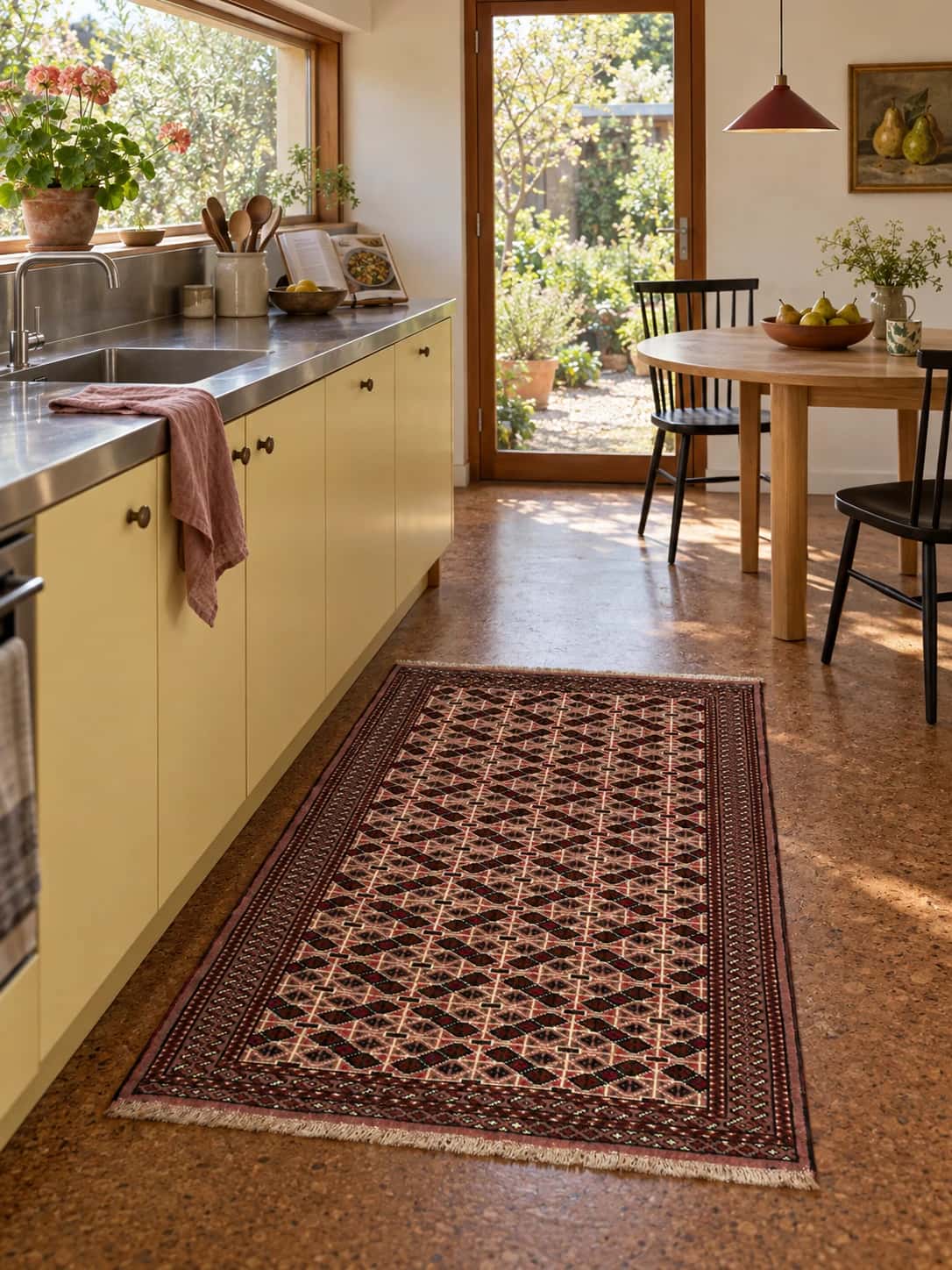 Persian Turkoman rug, oriental, 98x142 cm, mainly brown — In a room