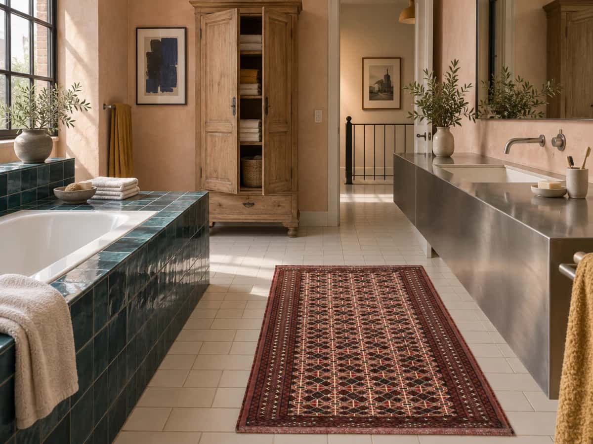 Persian Turkoman rug, oriental, 97x153 cm, mainly brown — In a room