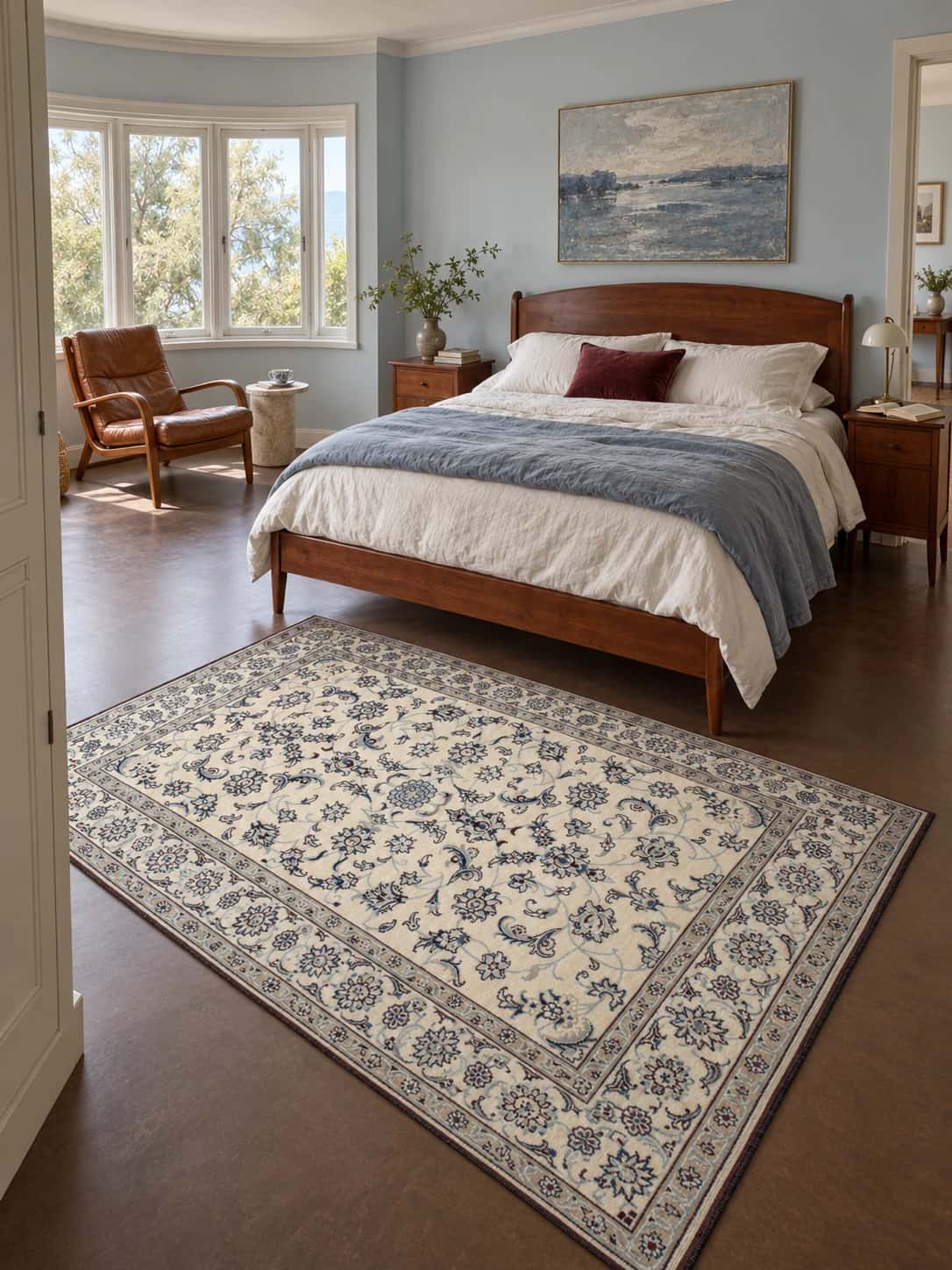 Persian Nain rug, floral, 162x240 cm, mainly cream — In a room