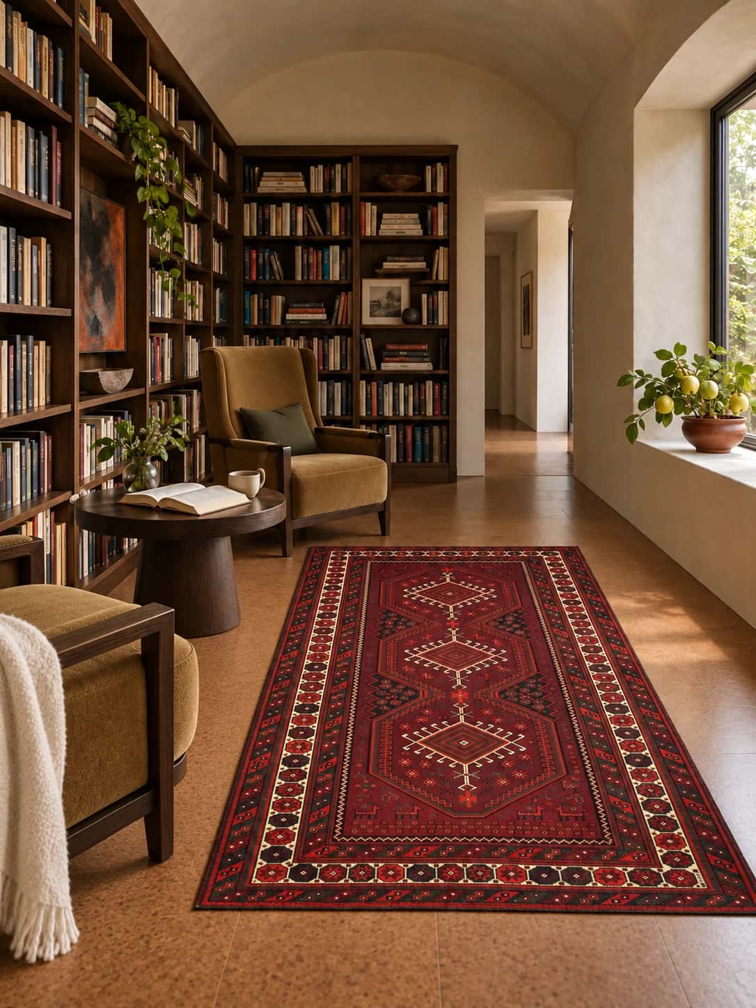 Persian Baluch rug, oriental, 125x205 cm, mainly red — In a room