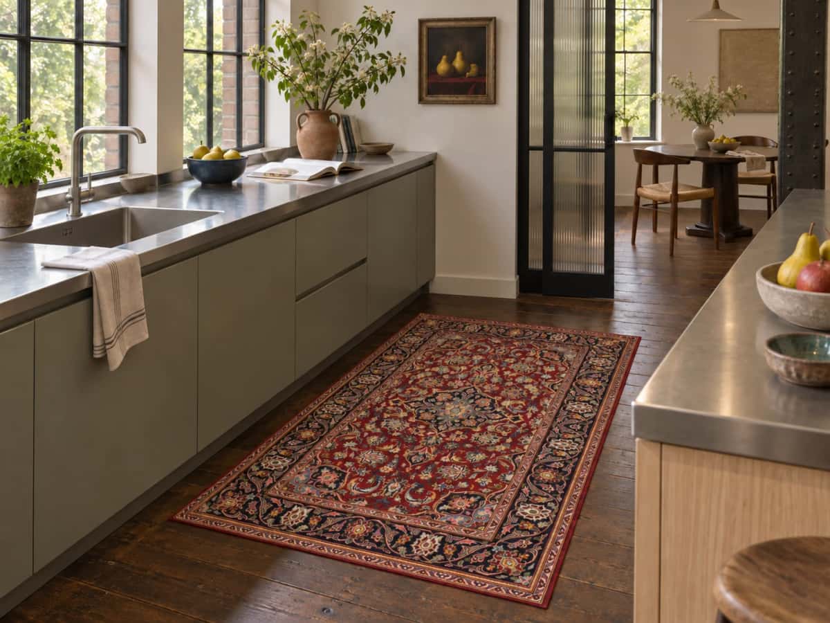 Persian Bijar rug, floral, 106x174 cm, mainly red — In a room