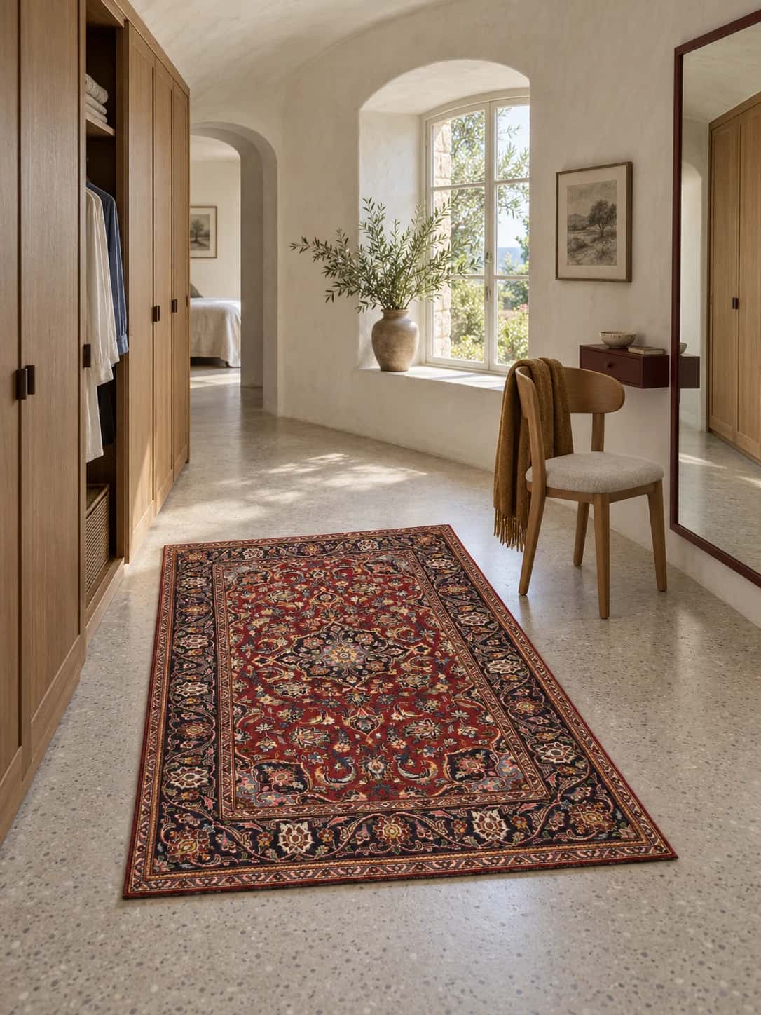 Persian Bijar rug, floral, 106x174 cm, mainly red — In a room