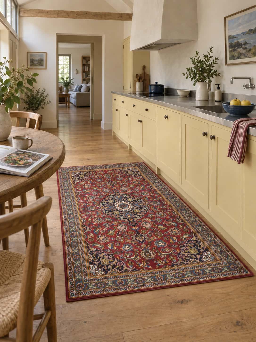 Persian Kashan rug, oriental, 120x184 cm, mainly red and blue — In a room