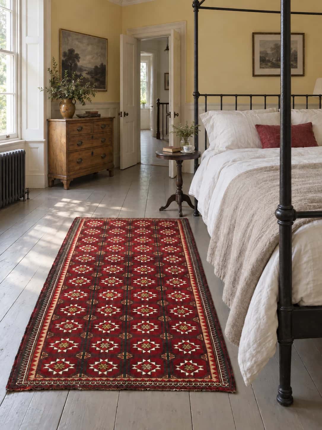 Persian Baluch rug, oriental, 92x150 cm, mainly red — In a room