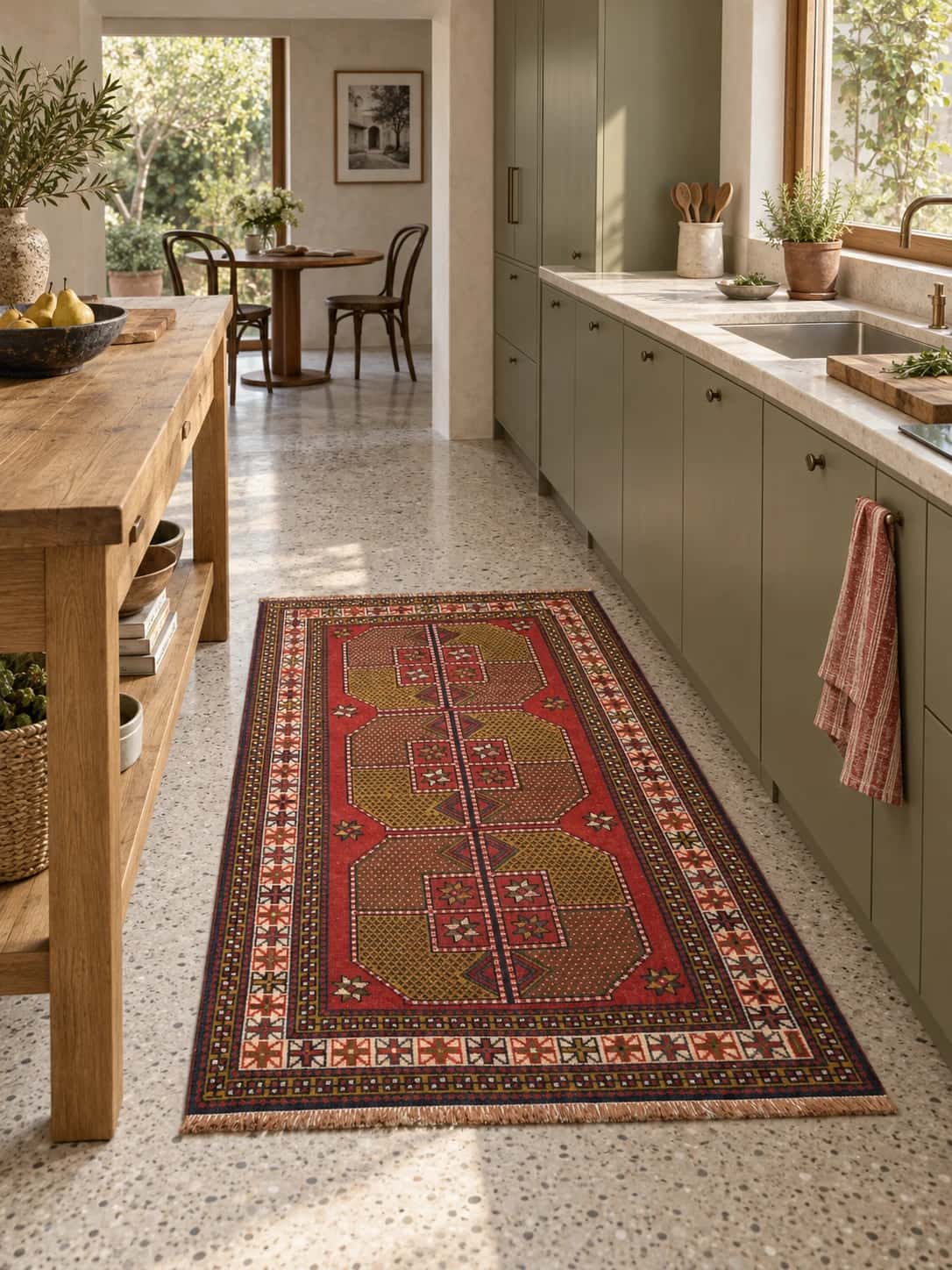 Persian Baluch rug, oriental, 110x187 cm, mainly red — In a room