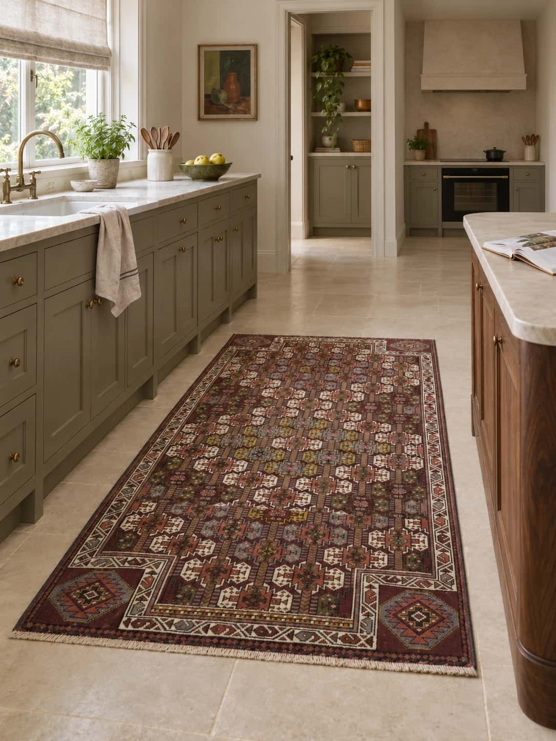 Persian Quchan rug, oriental, 135x240 cm, mainly brown — In a room